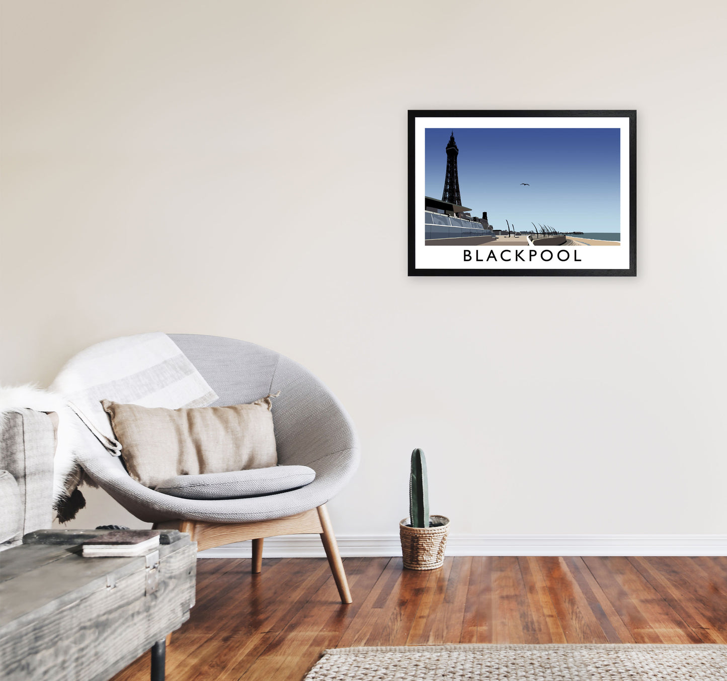 Blackpool Art Print by Richard O'Neill A2 White Frame