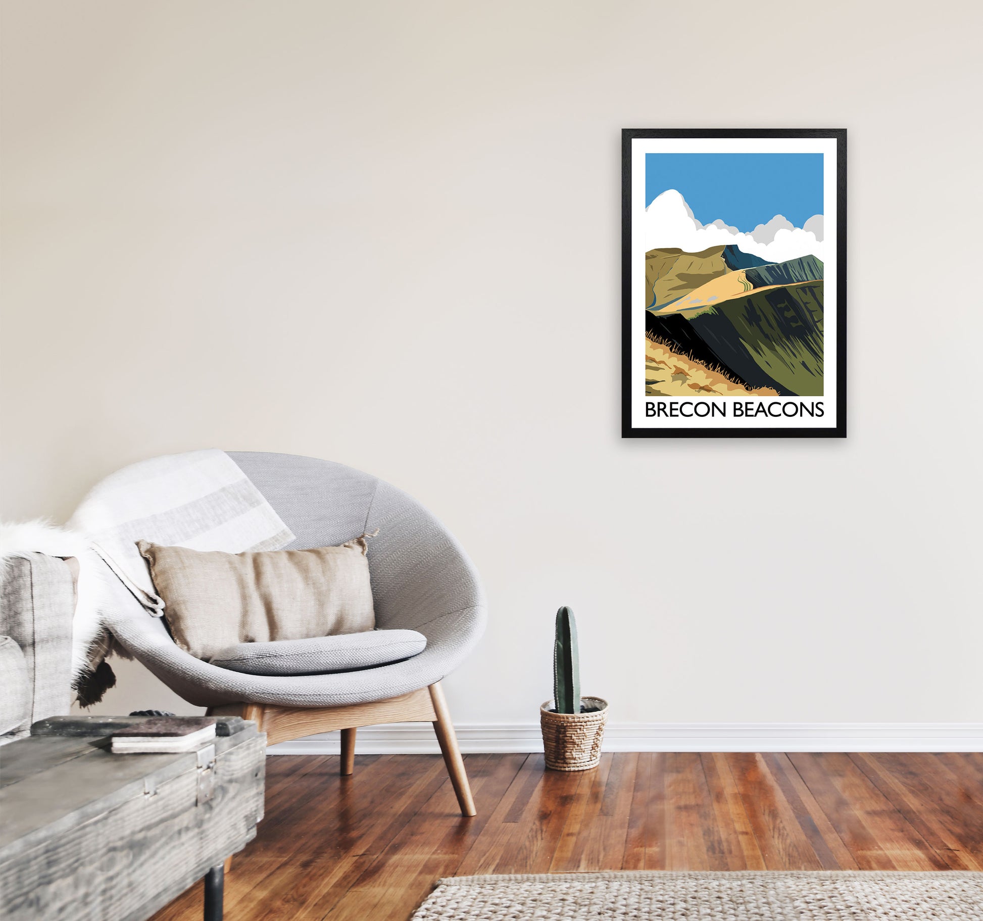 Brecon Beacons Art Print by Richard O'Neill A2 White Frame