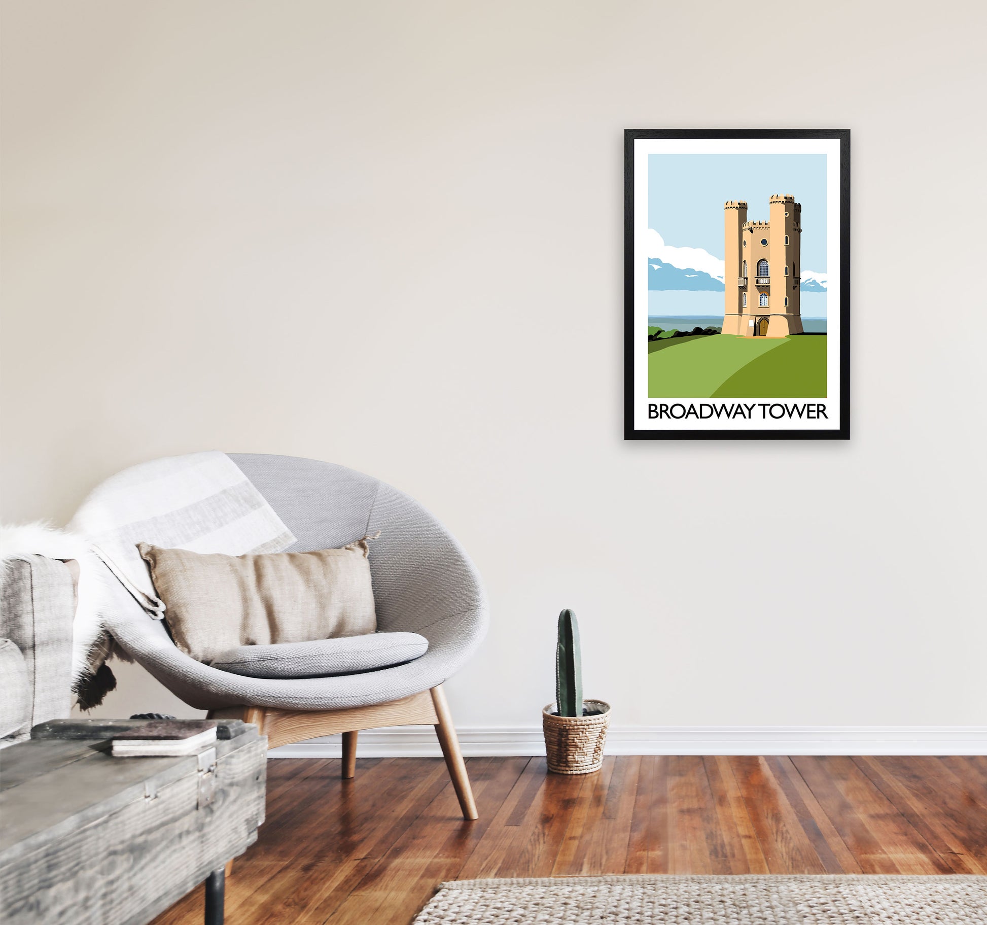 Broadway Tower Portrait Art Print by Richard O'Neill A2 White Frame