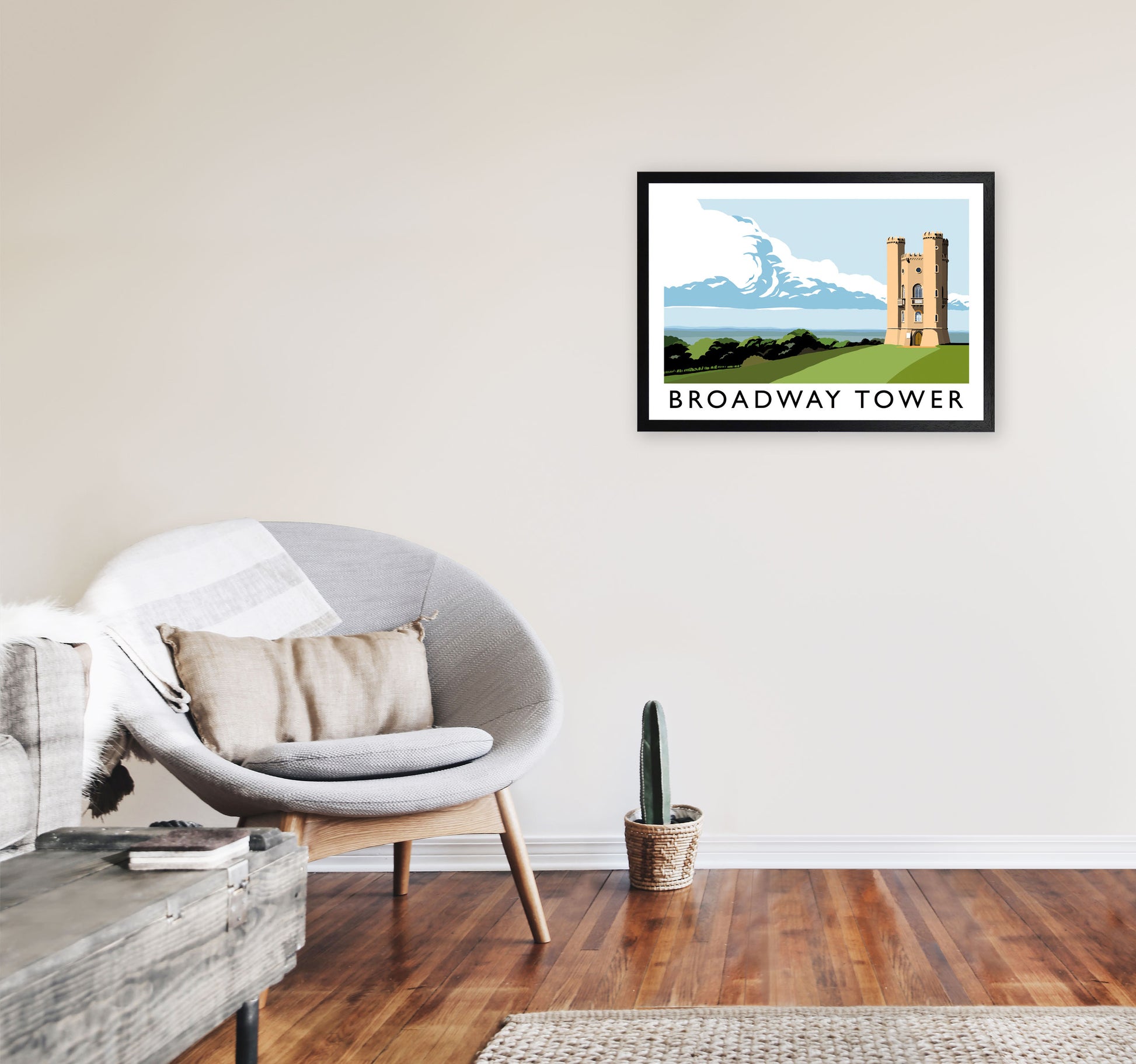 Broadway Tower Art Print by Richard O'Neill A2 White Frame