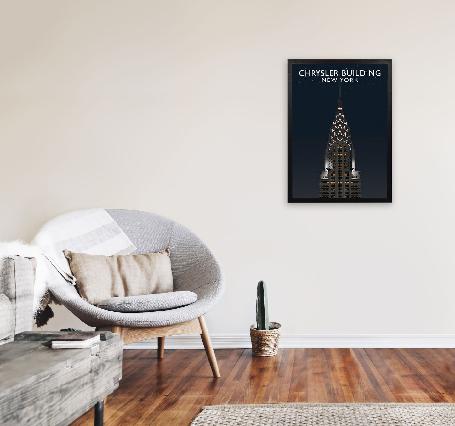 Chrysler Building Night by Richard O'Neill A2 White Frame