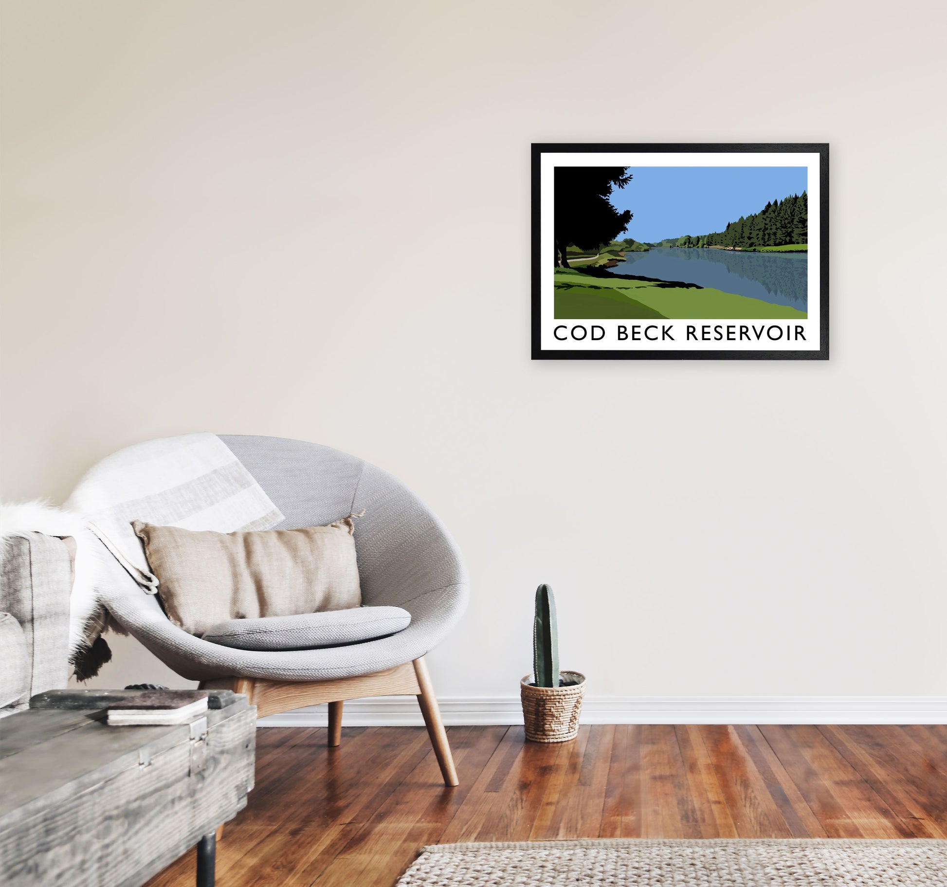 Cod Beck Reservoir by Richard O'Neill A2 White Frame