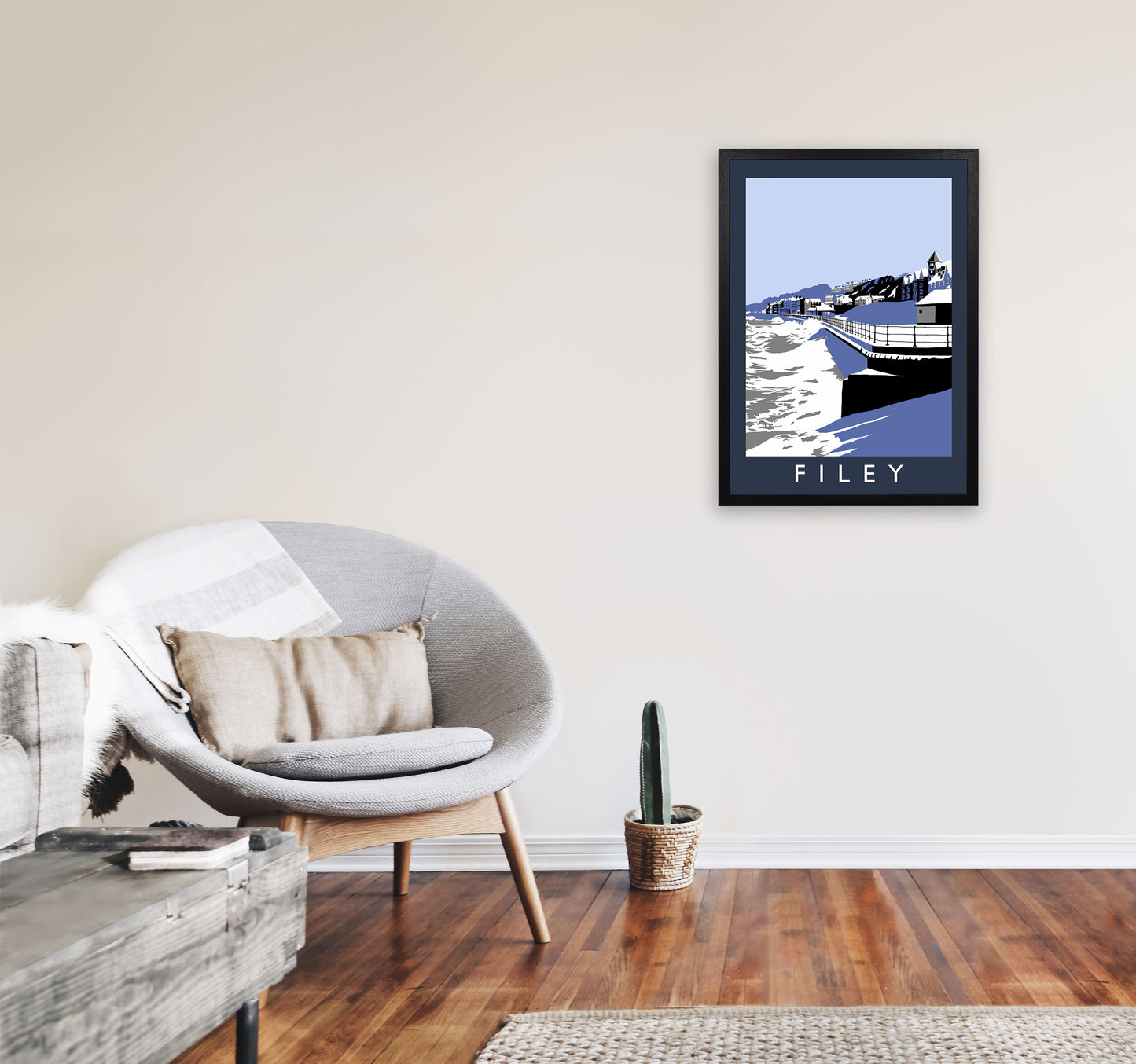 Filey Art Print by Richard O'Neill A2 White Frame