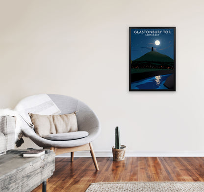 Glastonbury Tor Somerset Framed Digital Art Print by Richard O'Neill A2 White Frame