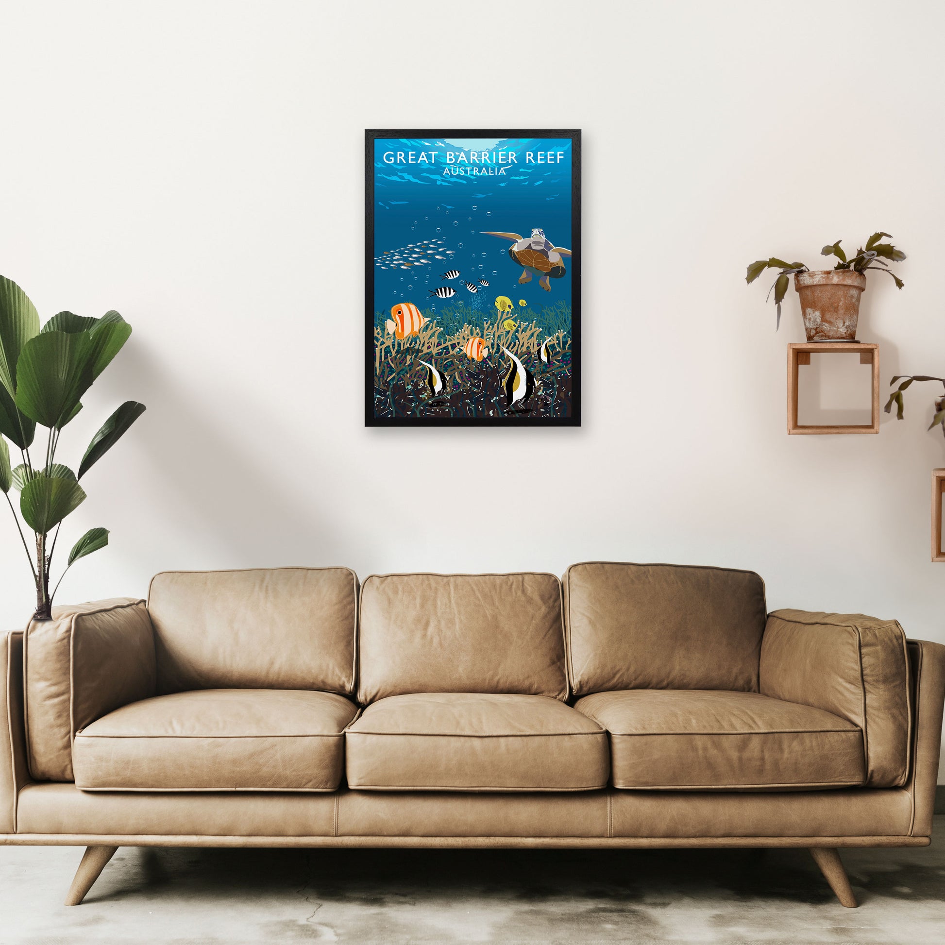 Great Barrier Reef Australia Art Print by Richard O'Neill A2 White Frame