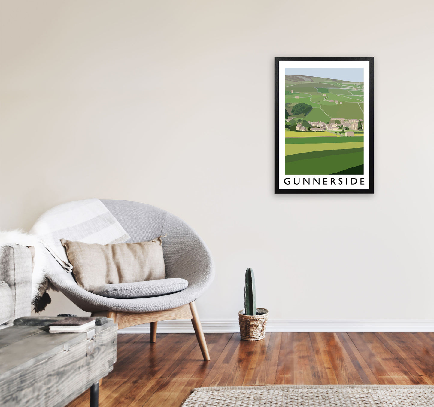 Gunnerside Portrait by Richard O'Neill A2 White Frame