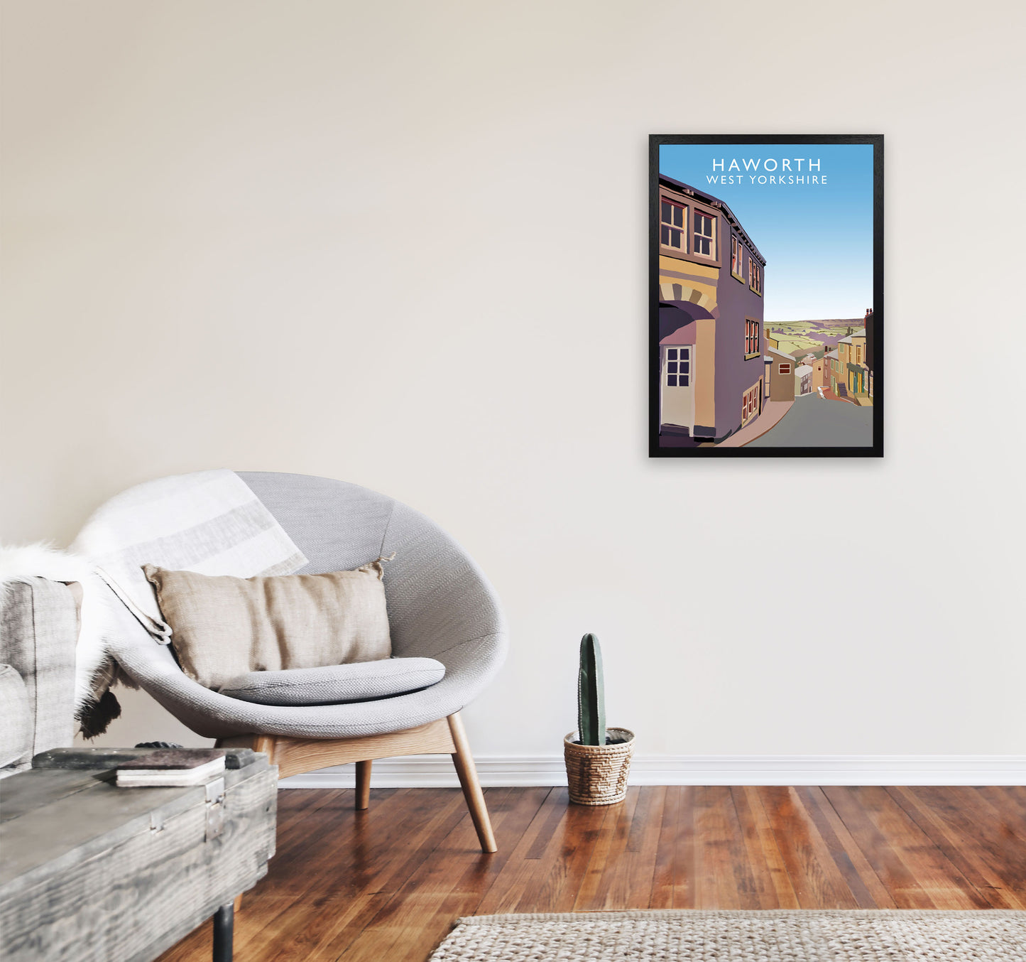 Haworth West Yorkshire Digital Art Print by Richard O'Neill, Framed Wall Art A2 White Frame