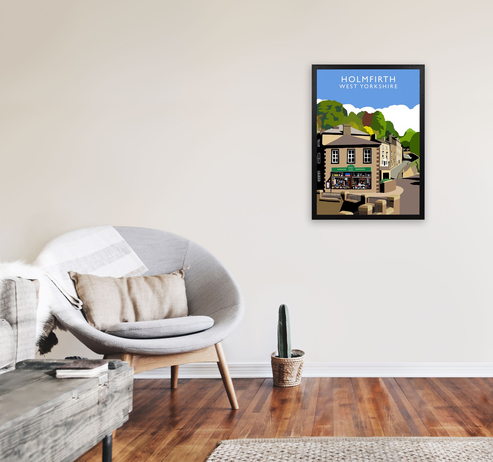 Holmfirth West Yorkshire Travel Art Print by Richard O'Neill A2 White Frame