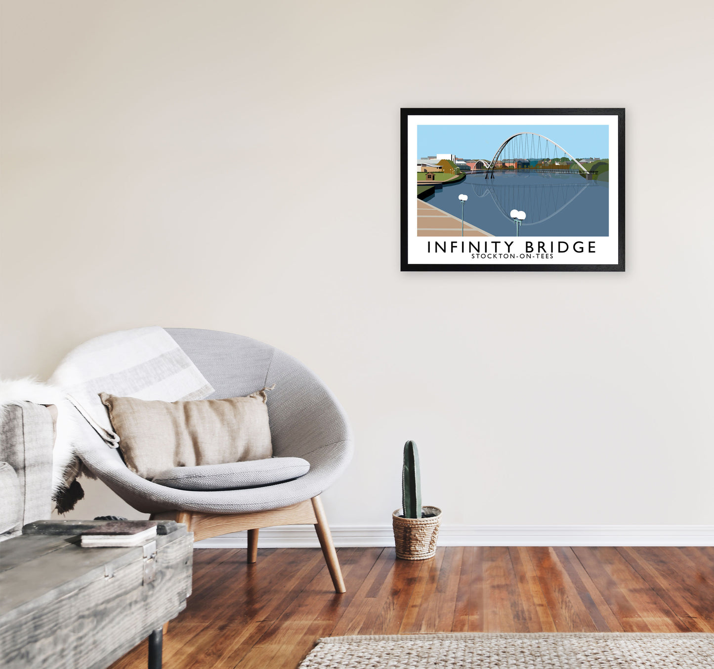 Infinity Bridge Stockton-On-Tees Art Print by Richard O'Neill A2 White Frame