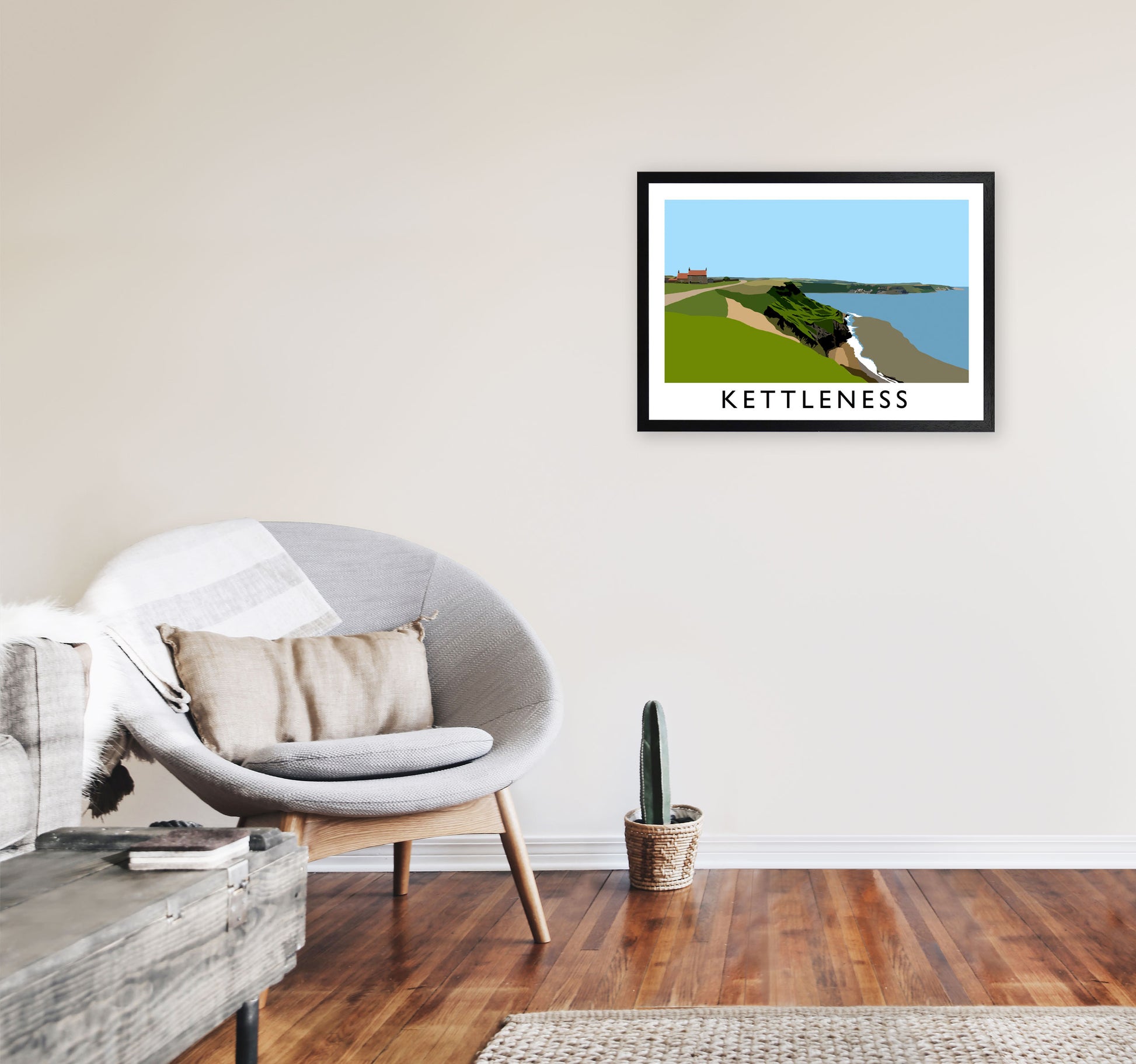 Kettleness Framed Digital Art Print by Richard O'Neill A2 White Frame