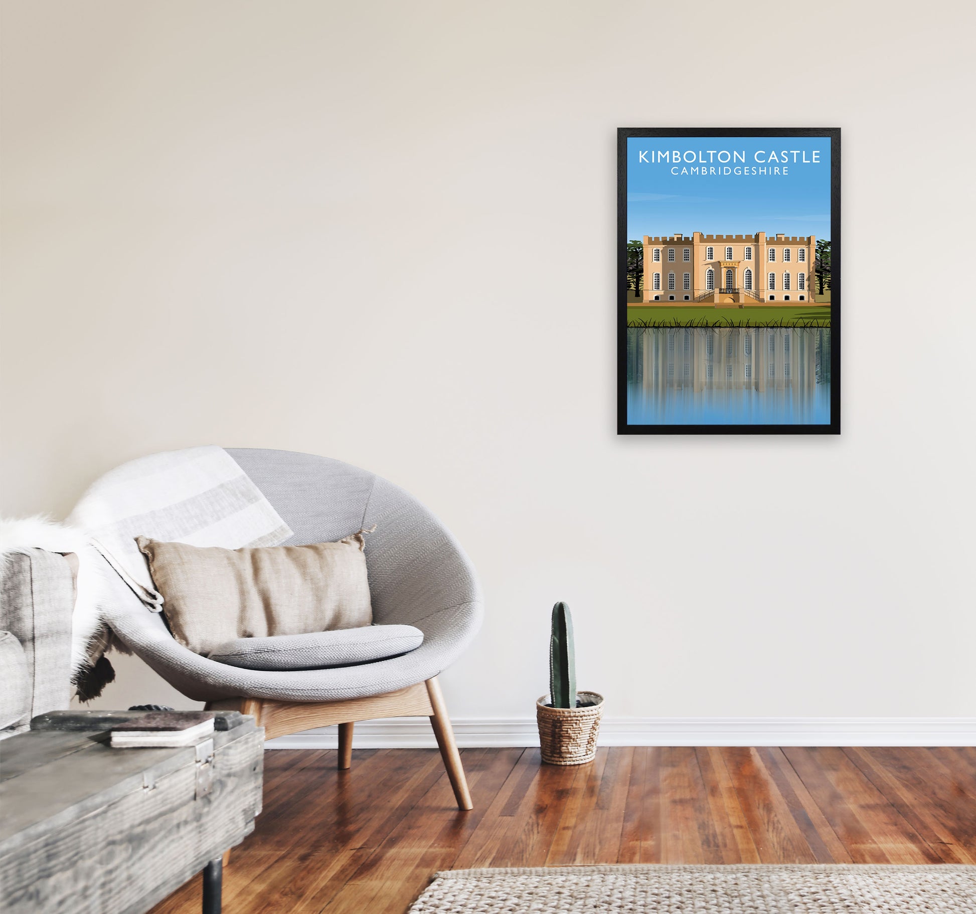 Kimbolton Castle Cambridgeshire Portrait Travel Art Print by Richard O'Neill A2 White Frame