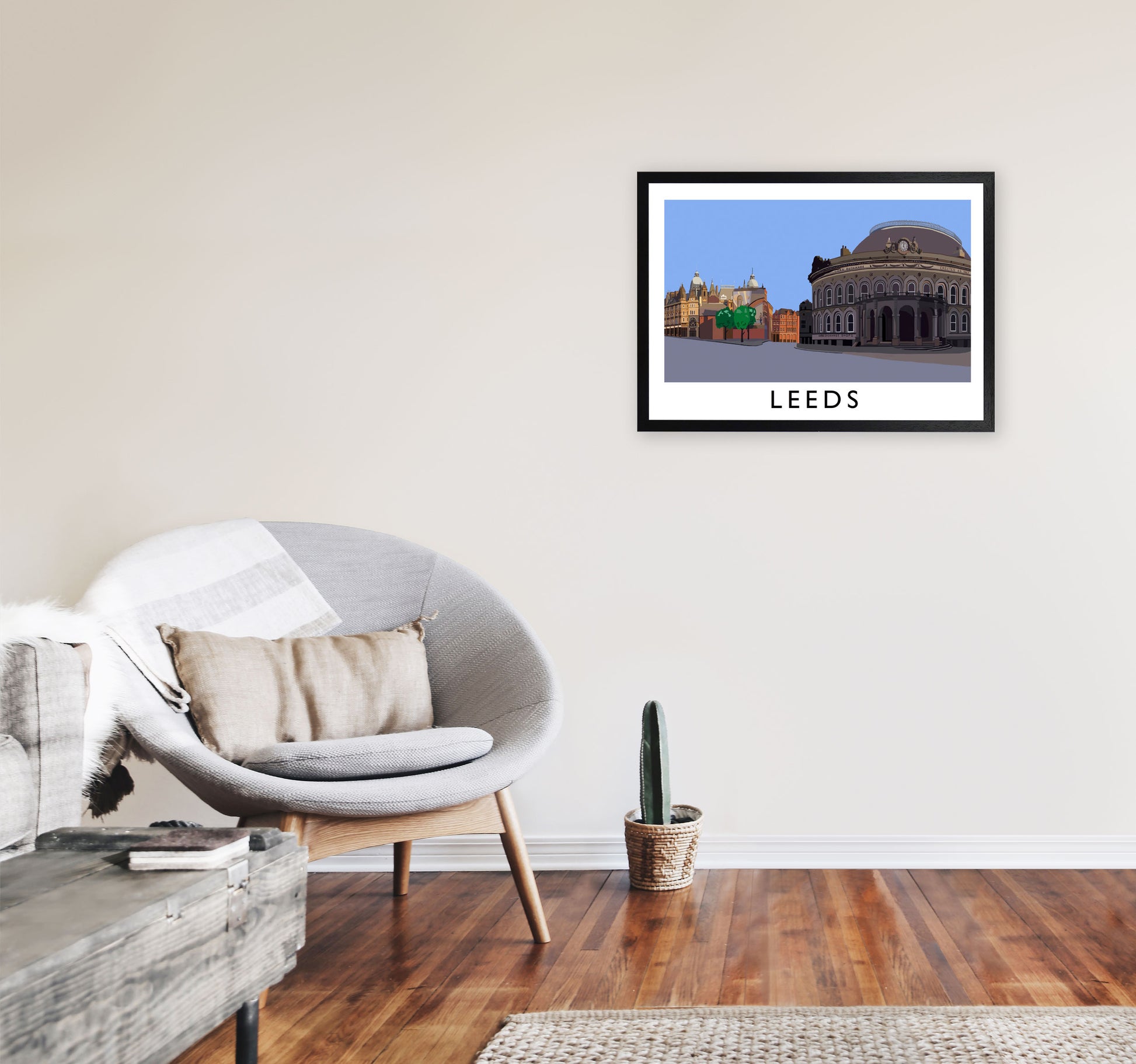 Leeds Digital Art Print by Richard O'Neill, Framed Wall Art A2 White Frame