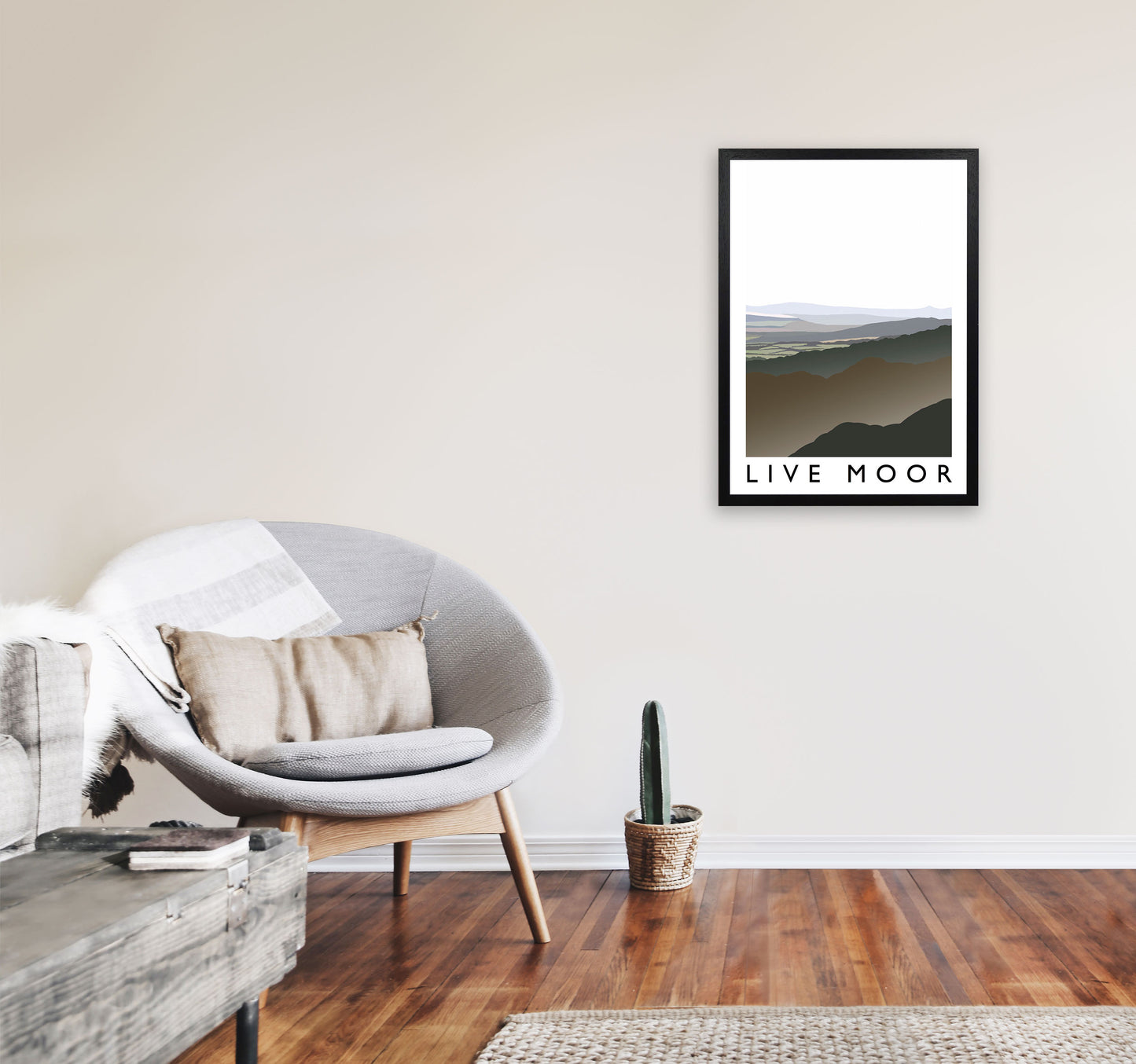 Live Moor Travel Art Print by Richard O'Neill, Framed Wall Art A2 White Frame