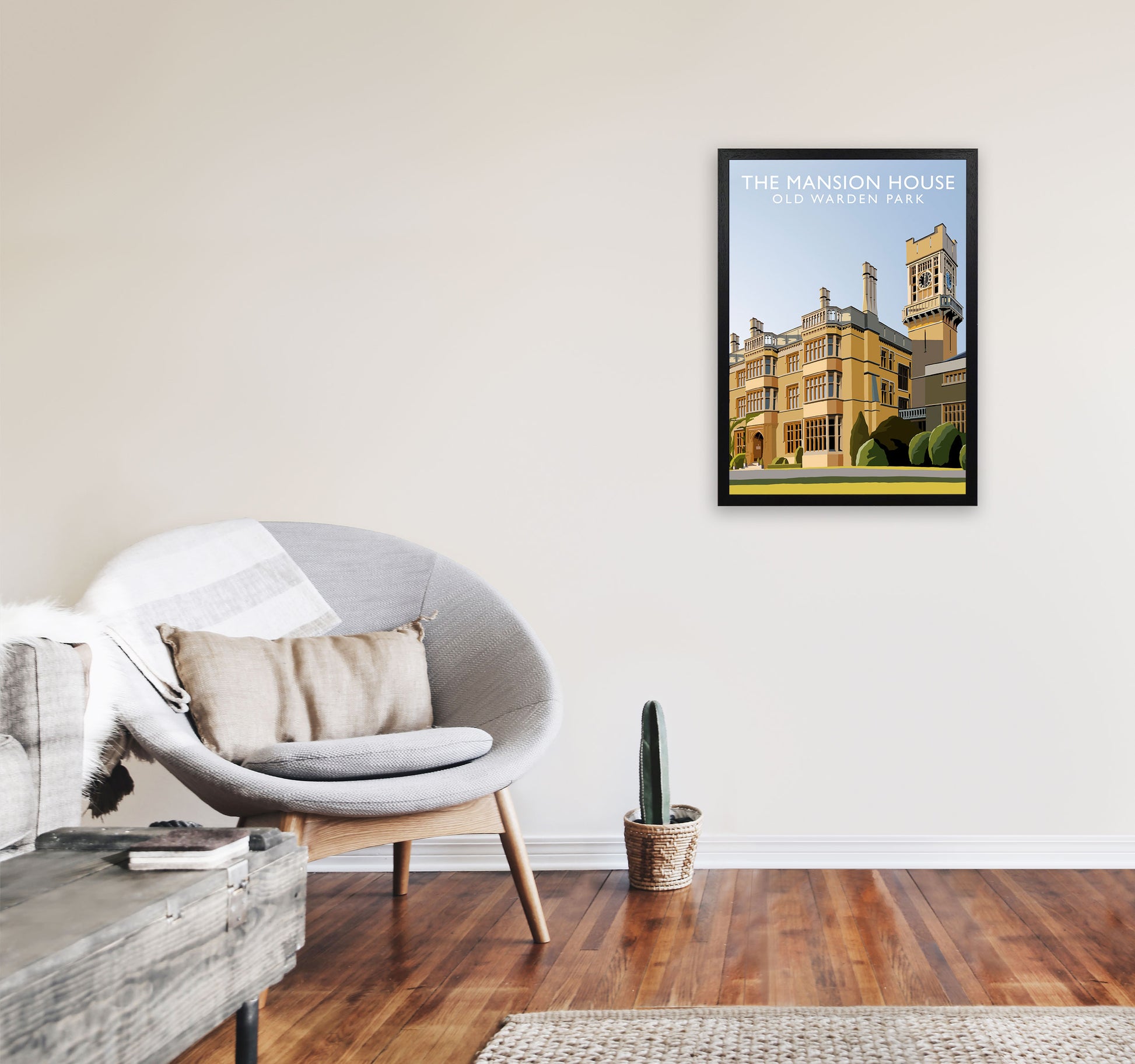 The Mansion House  Portrait Old Warden Park Travel Art Print by Richard O'Neill A2 White Frame