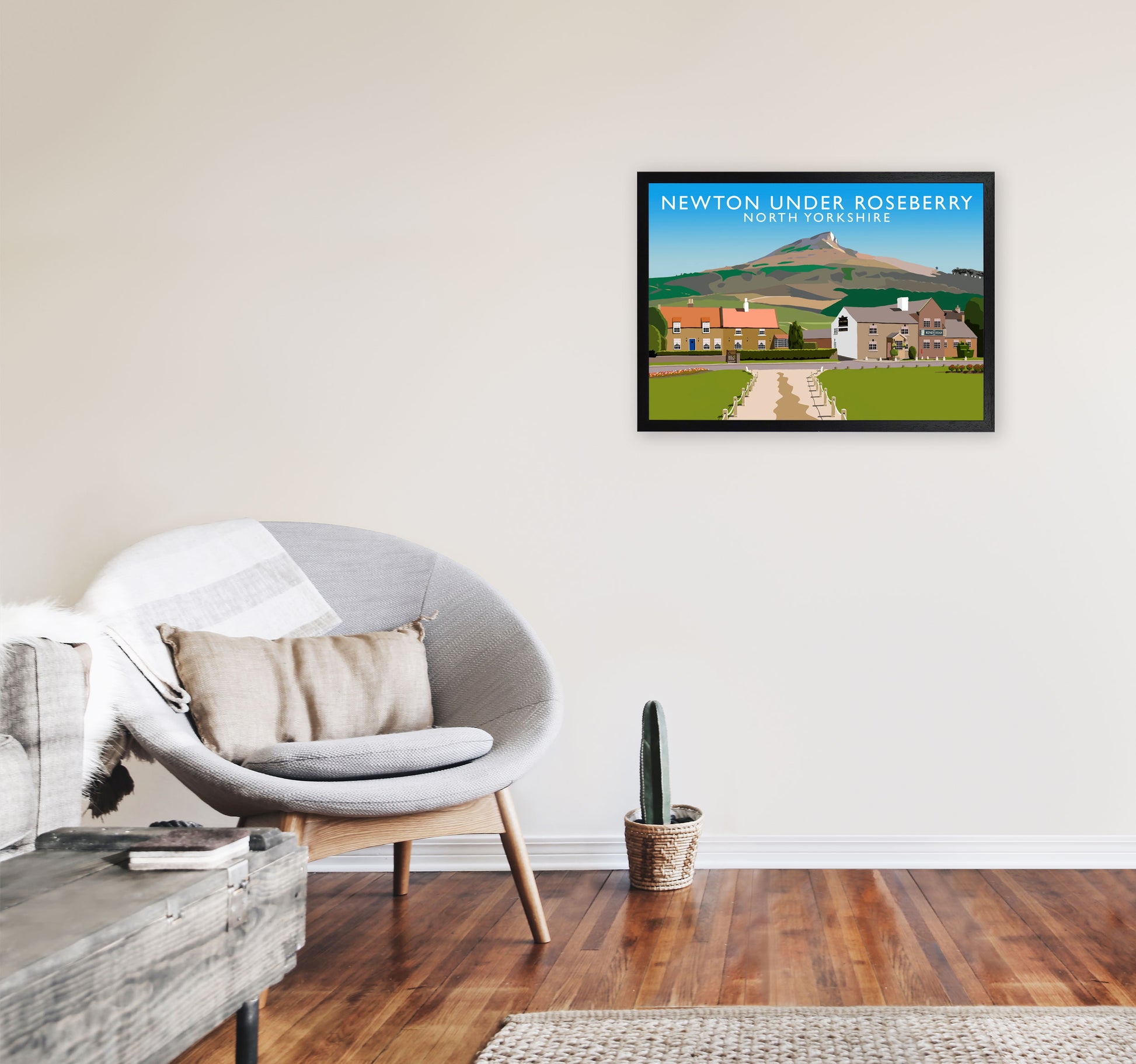 Newton Under Roseberry North Yorkshire Digital Art Print by Richard O'Neill A2 White Frame