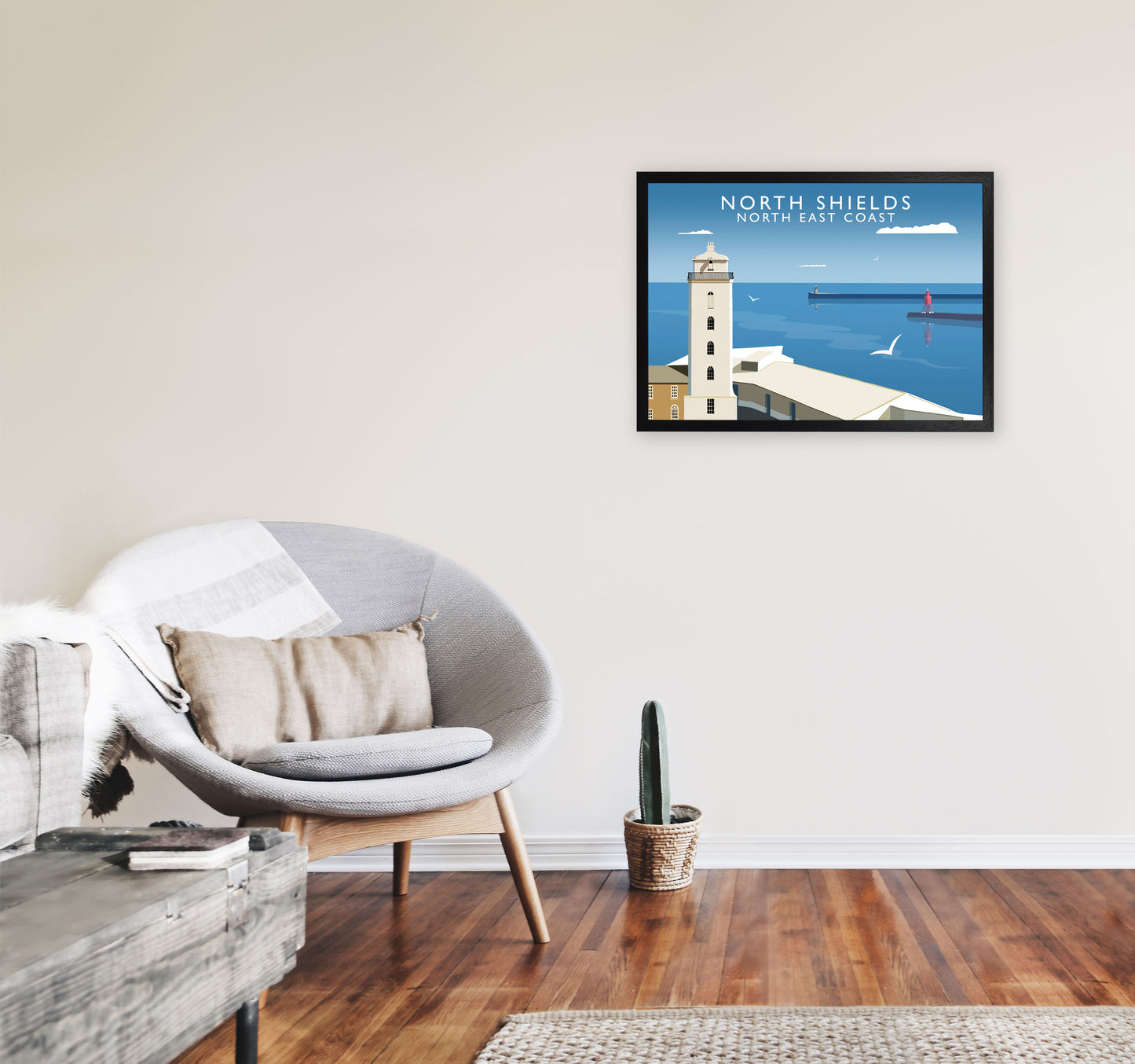 North Shields East Coast Travel Art Print by Richard O'Neill A2 White Frame