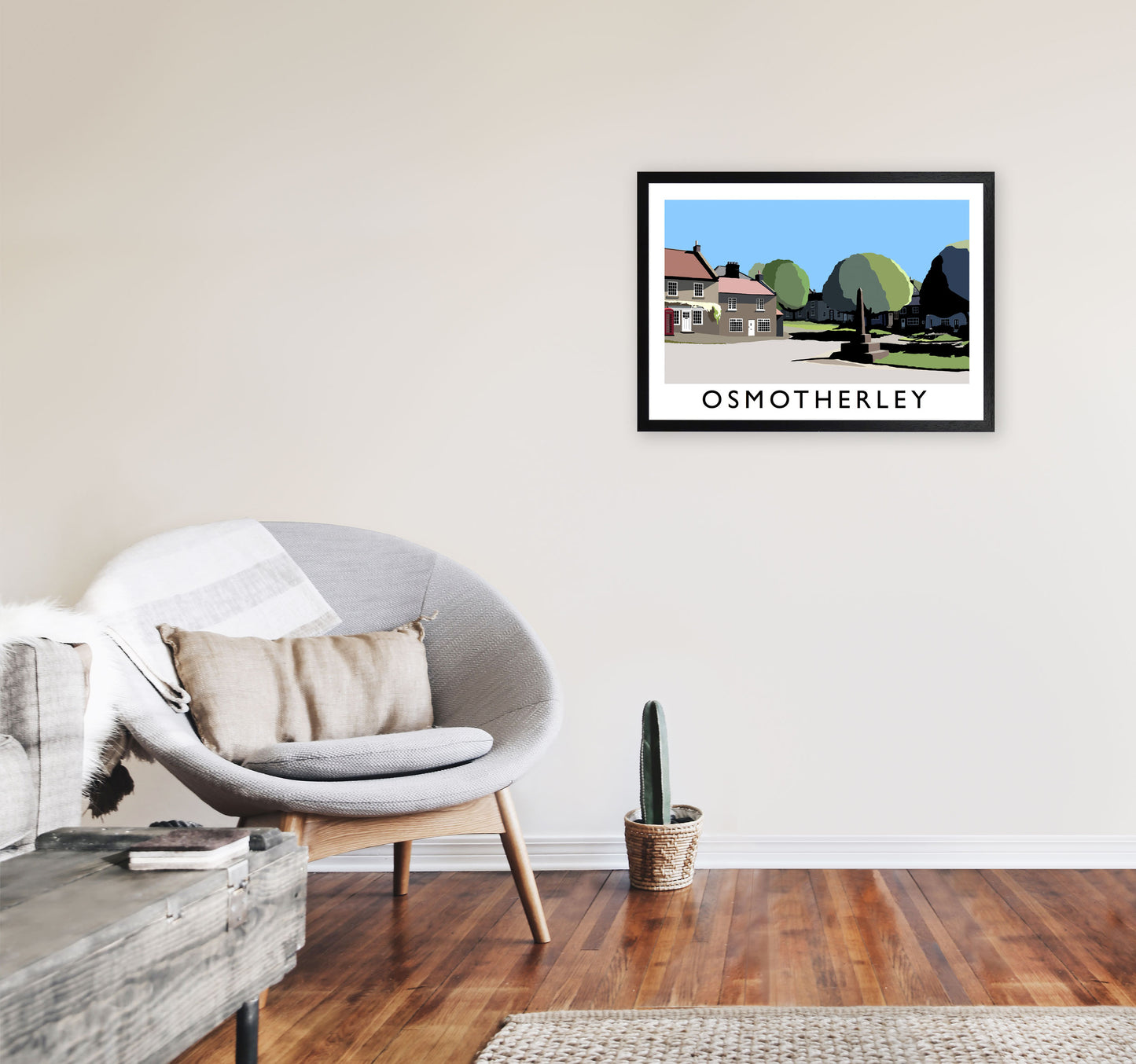 Osmotherley Travel Art Print by Richard O'Neill, Framed Wall Art A2 White Frame