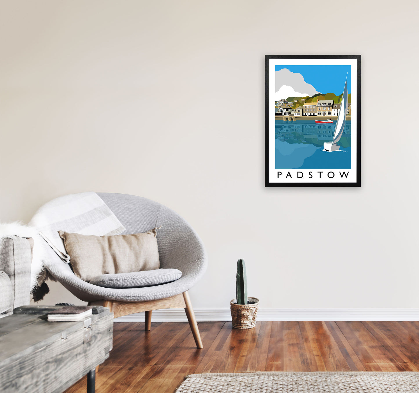 Padstow Framed Digital Art Print by Richard O'Neill, Framed Wall Art A2 White Frame