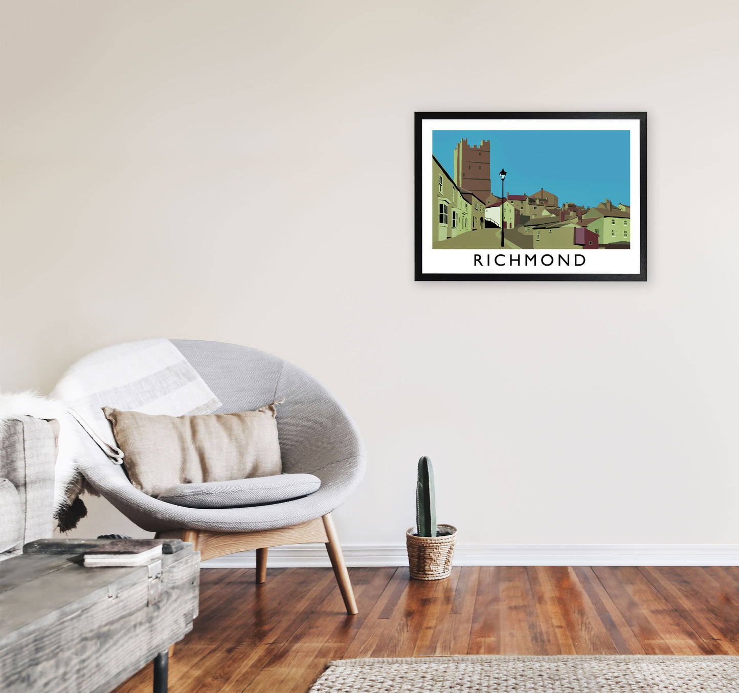 Richmond Travel Art Print by Richard O'Neill, Framed Wall Art A2 White Frame