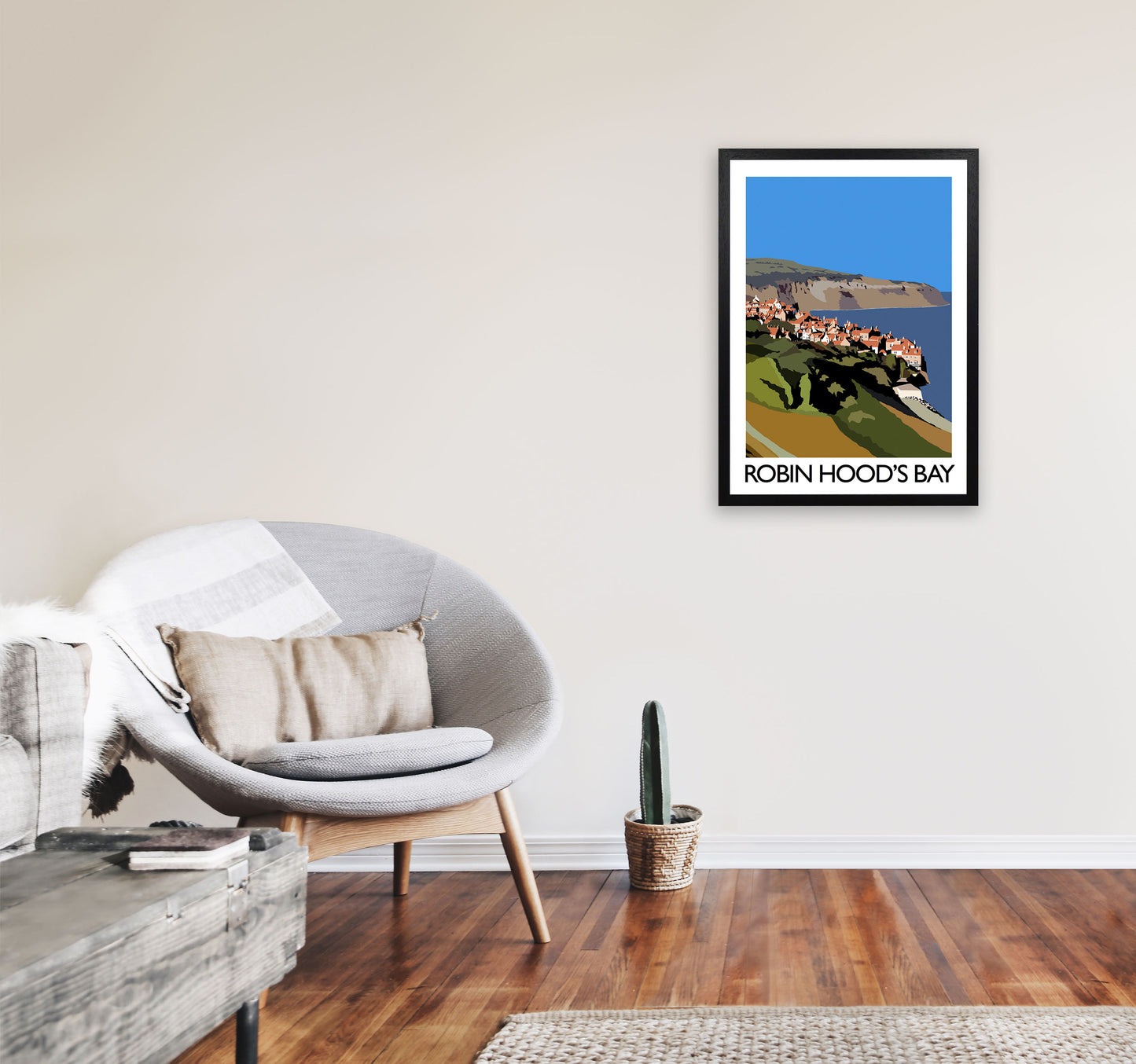 Robin Hood's Bay Portrait Travel Art Print by Richard O'Neill, Framed Wall Art A2 White Frame