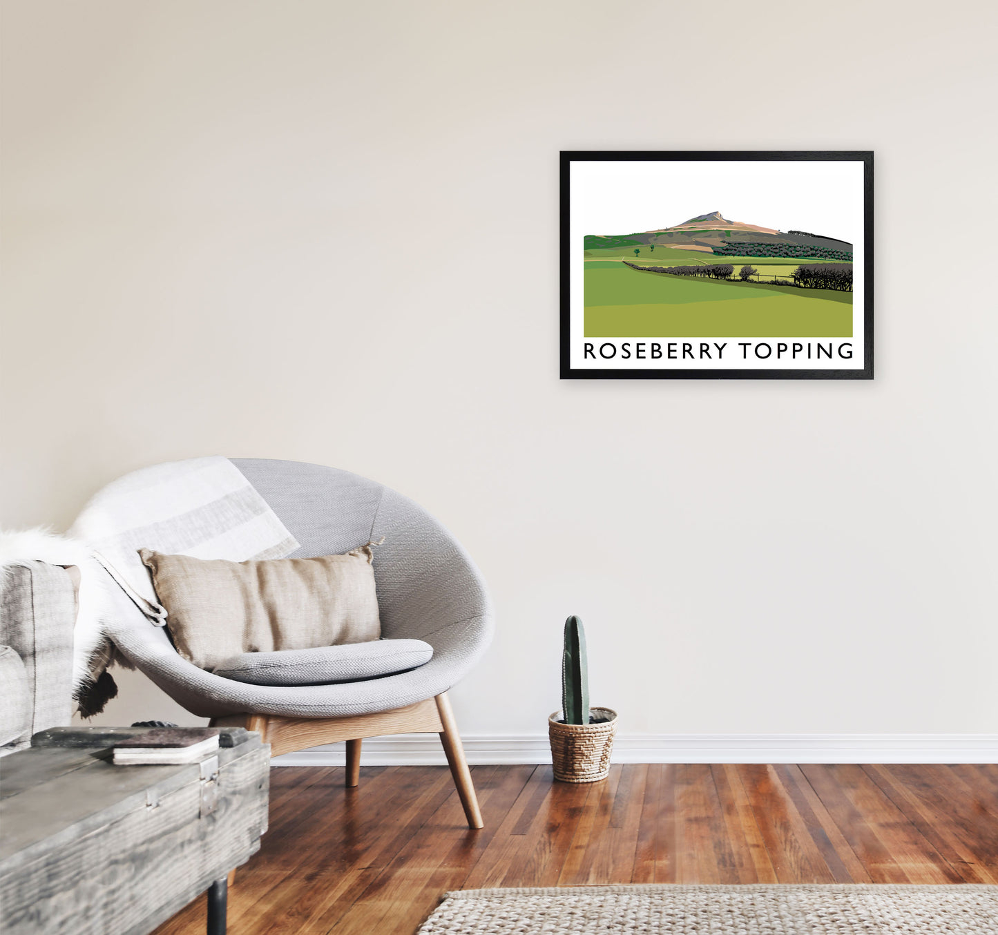 Roseberry Topping Art Print by Richard O'Neill, Framed Wall Art A2 White Frame