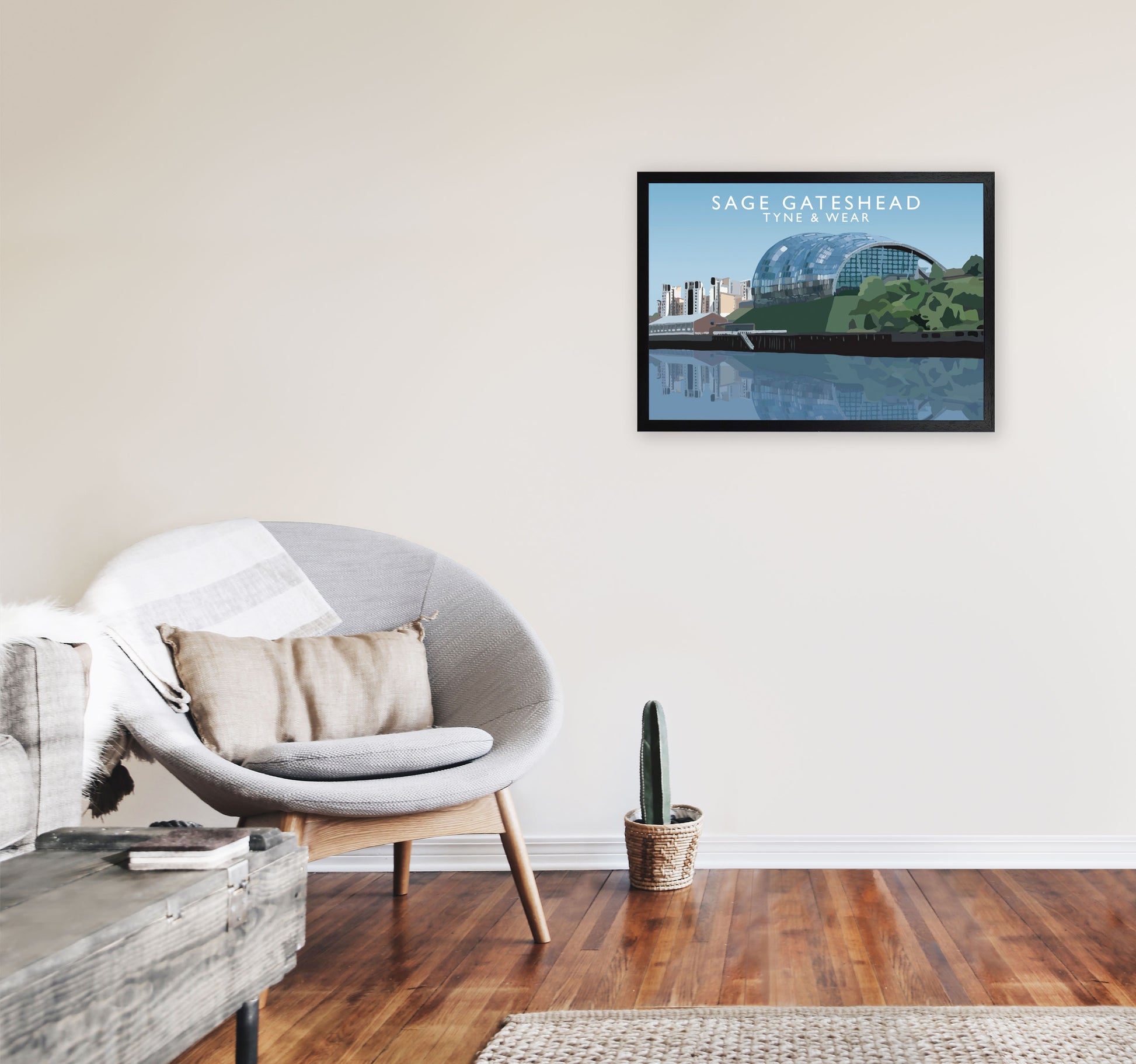 Sage Gateshead Tyne & Wear Travel Art Print by Richard O'Neill A2 White Frame