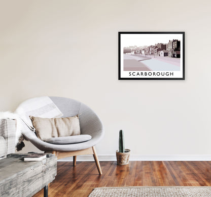 Scarborough Old Travel Art Print by Richard O'Neill, Framed Wall Art A2 White Frame