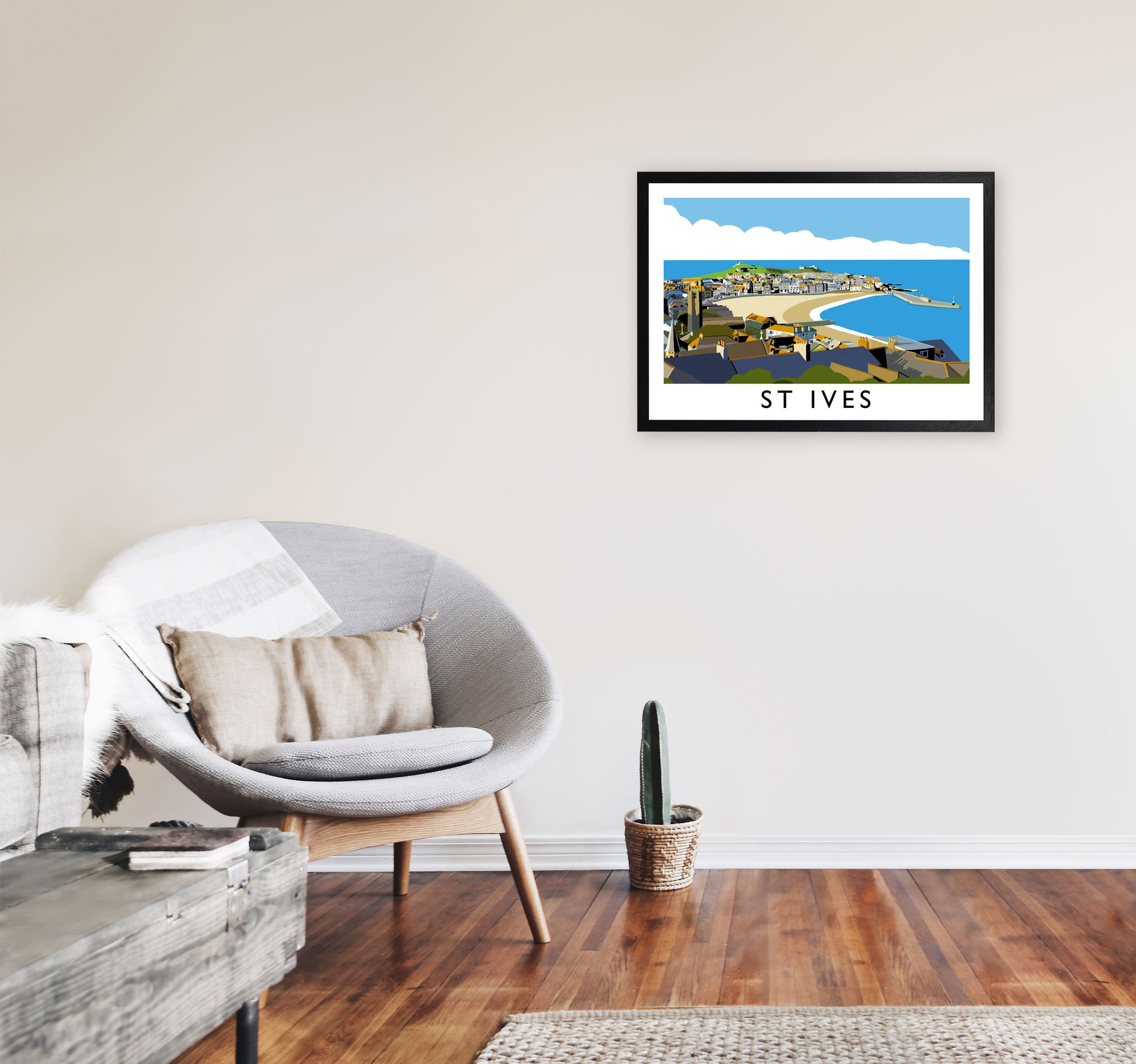 St Ives Art Print by Richard O'Neill, Framed Wall Art A2 White Frame