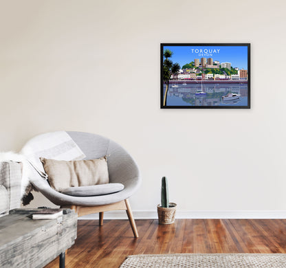 Torquay Devon Art Print by Richard O'Neill, Framed Wall Art A2 White Frame