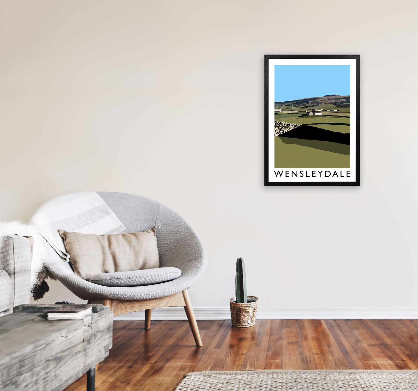 Wensleydale Travel Art Print by Richard O'Neill, Framed Wall Art A2 White Frame