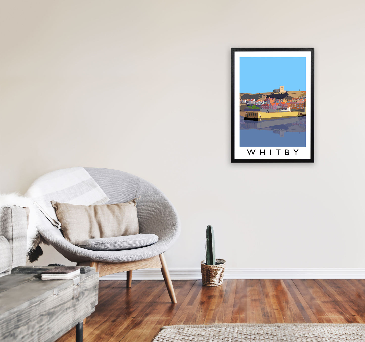 Whitby Art Print by Richard O'Neill, Framed Wall Art A2 White Frame