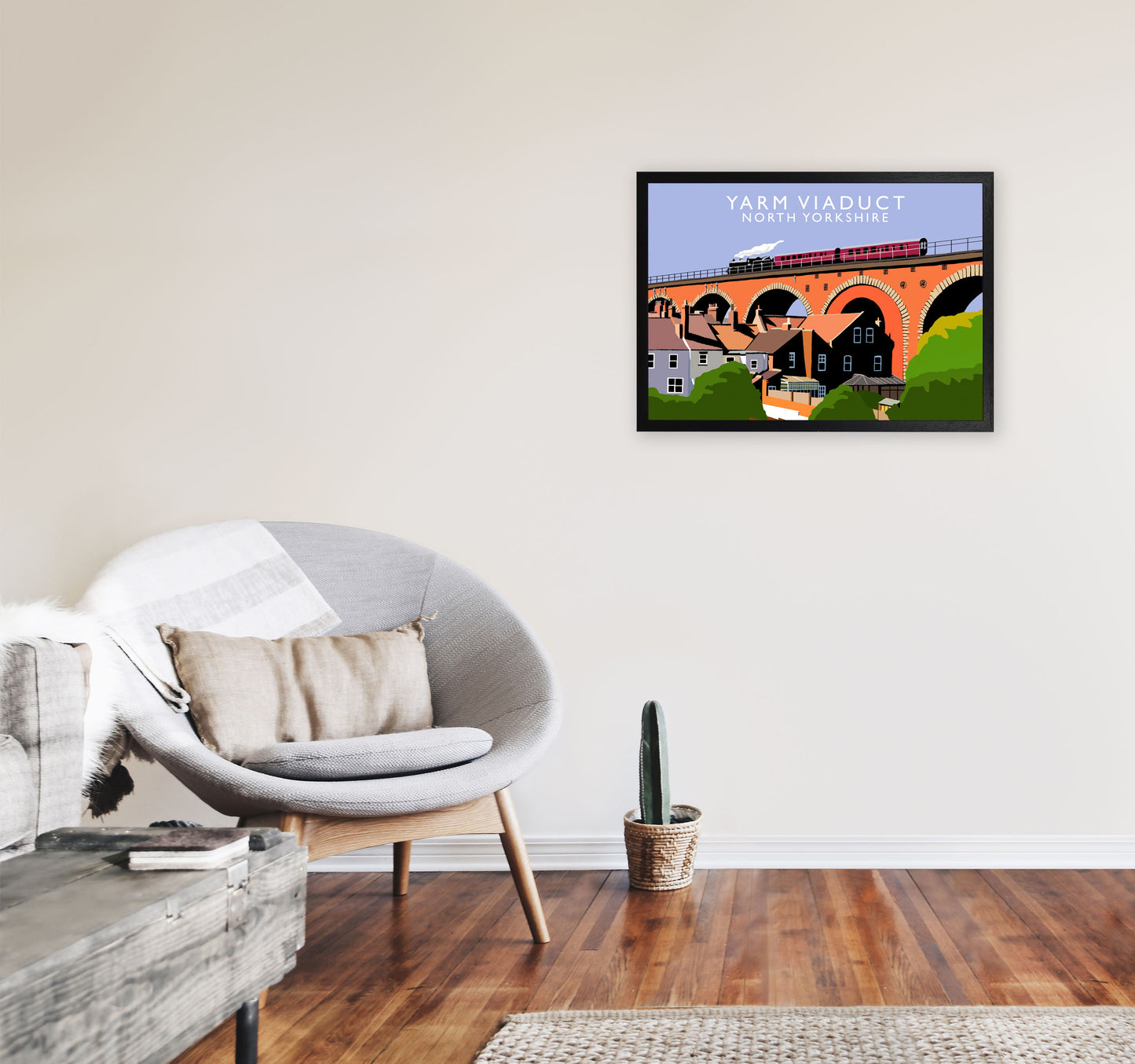 Yarm Viaduct North Yorkshire Travel Art Print by Richard O'Neill A2 White Frame