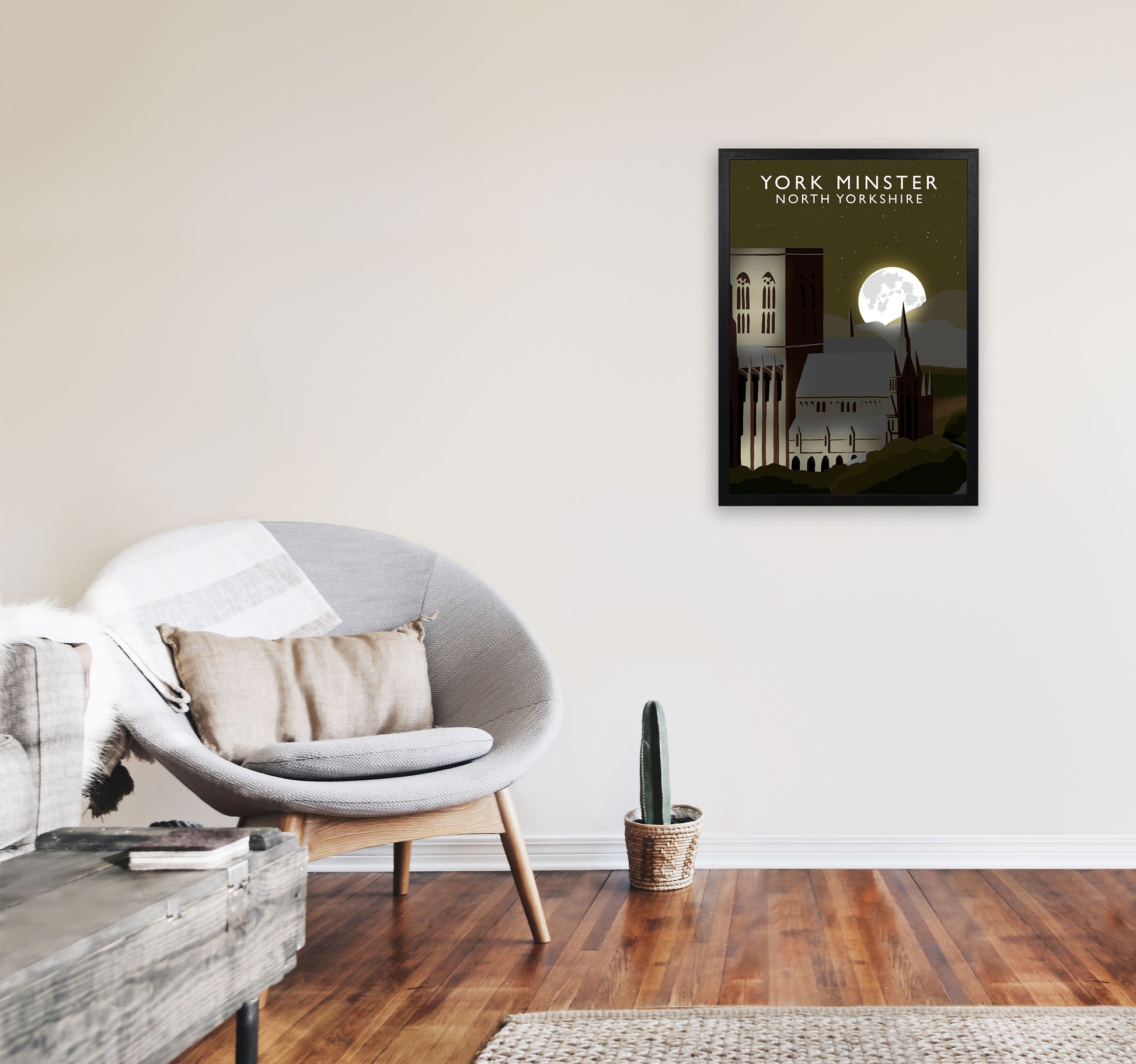 York Minster Travel Art Print by Richard O'Neill, Framed Wall Art A2 White Frame