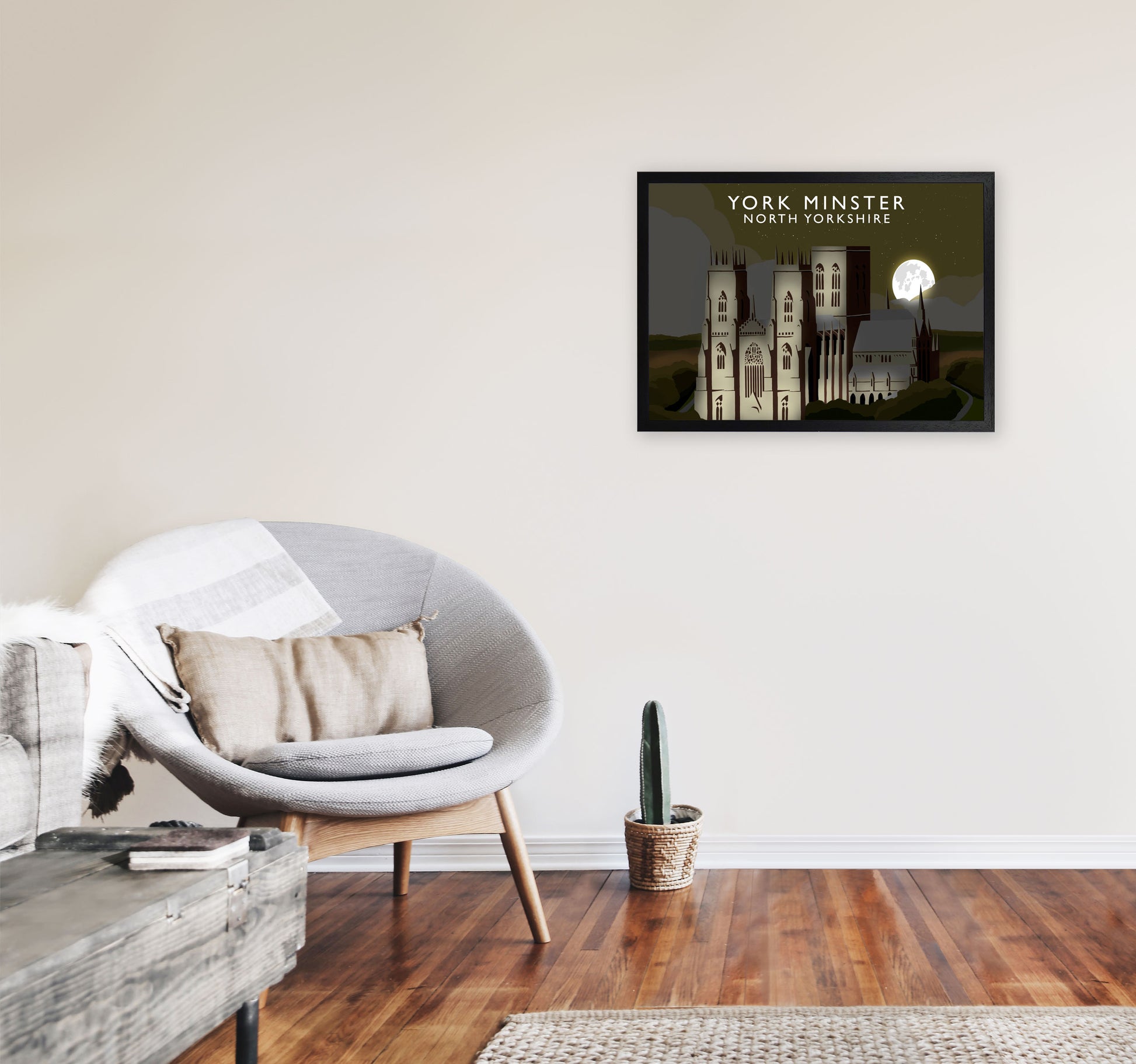 York Minster2 Night Digital Art Print by Richard O'Neill A2 White Frame