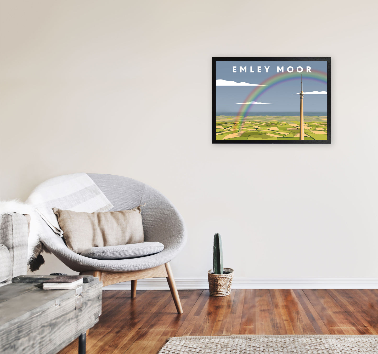 Emley Moor Framed Digital Art Print by Richard O'Neill A2 White Frame