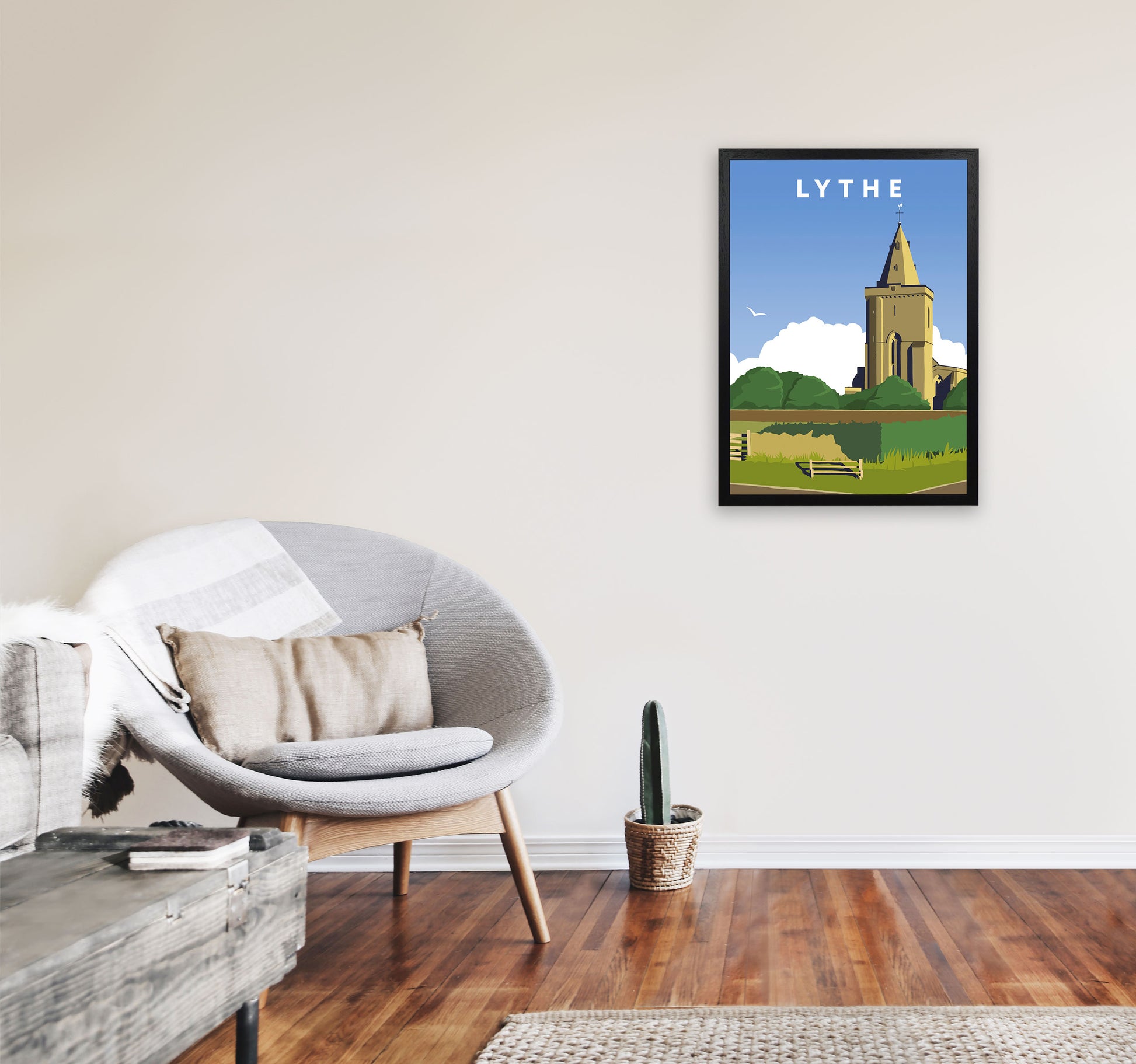 Lythe Travel Art Print by Richard O'Neill, Framed Wall Art A2 White Frame