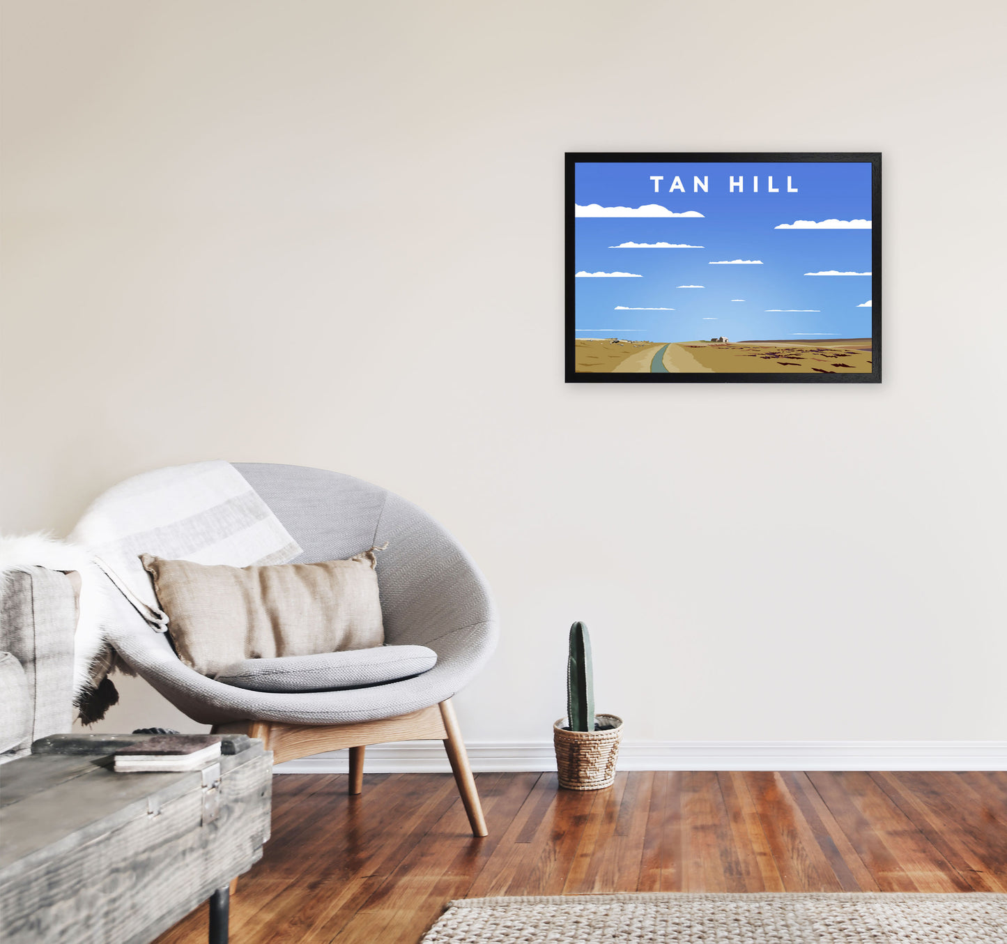 Tan Hill Digital Art Print by Richard O'Neill, Framed Wall Art A2 White Frame