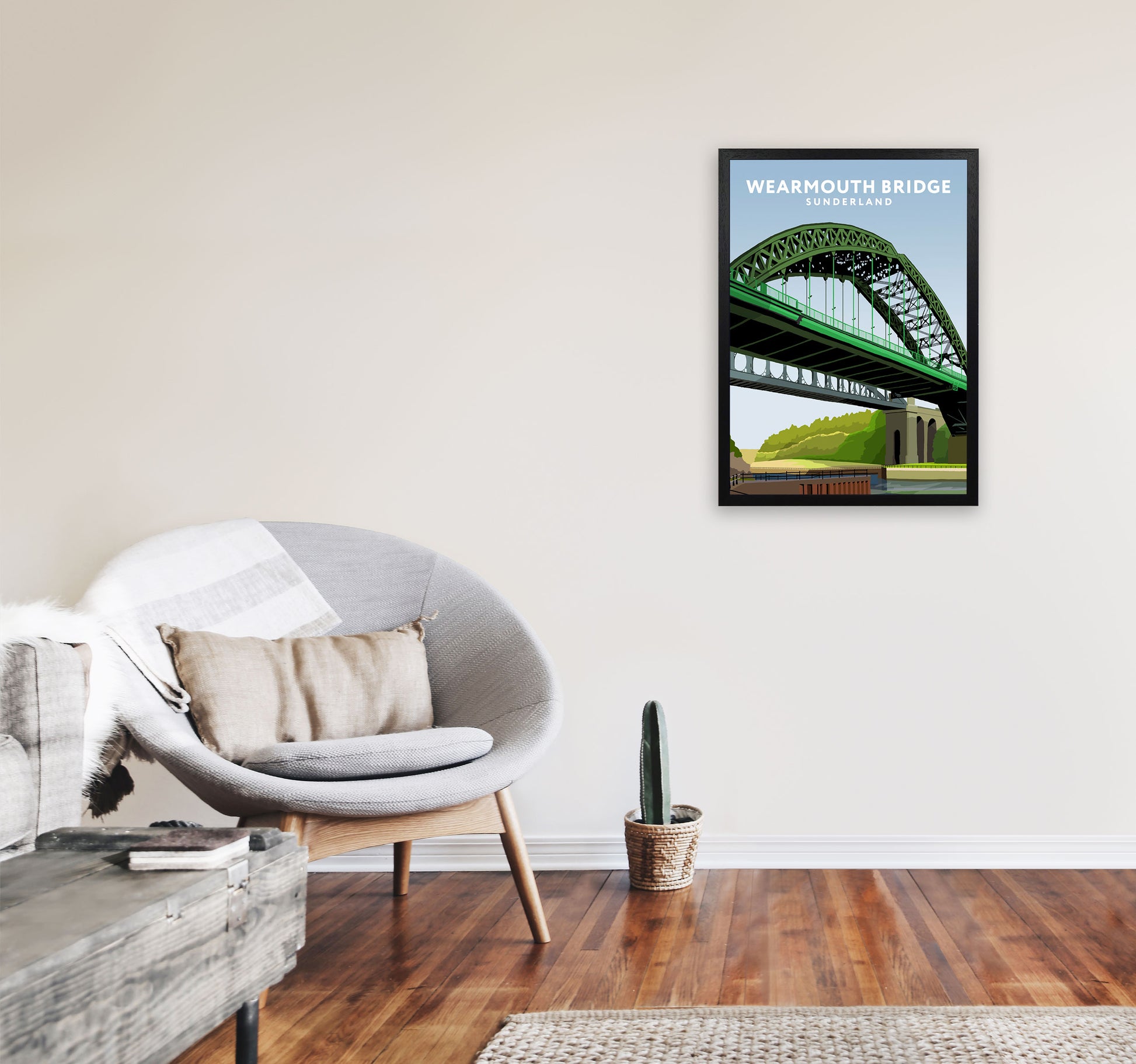 Wearmouth Bridge Portrait by Richard O'Neill A2 White Frame