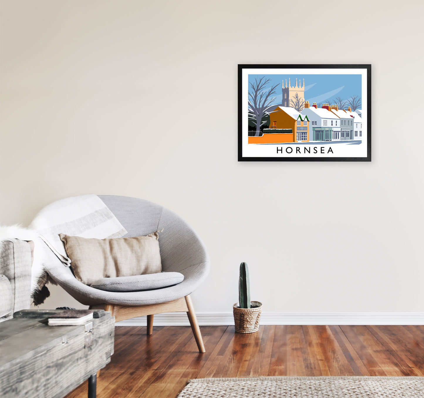 Hornsea (snow) by Richard O'Neill A2 White Frame