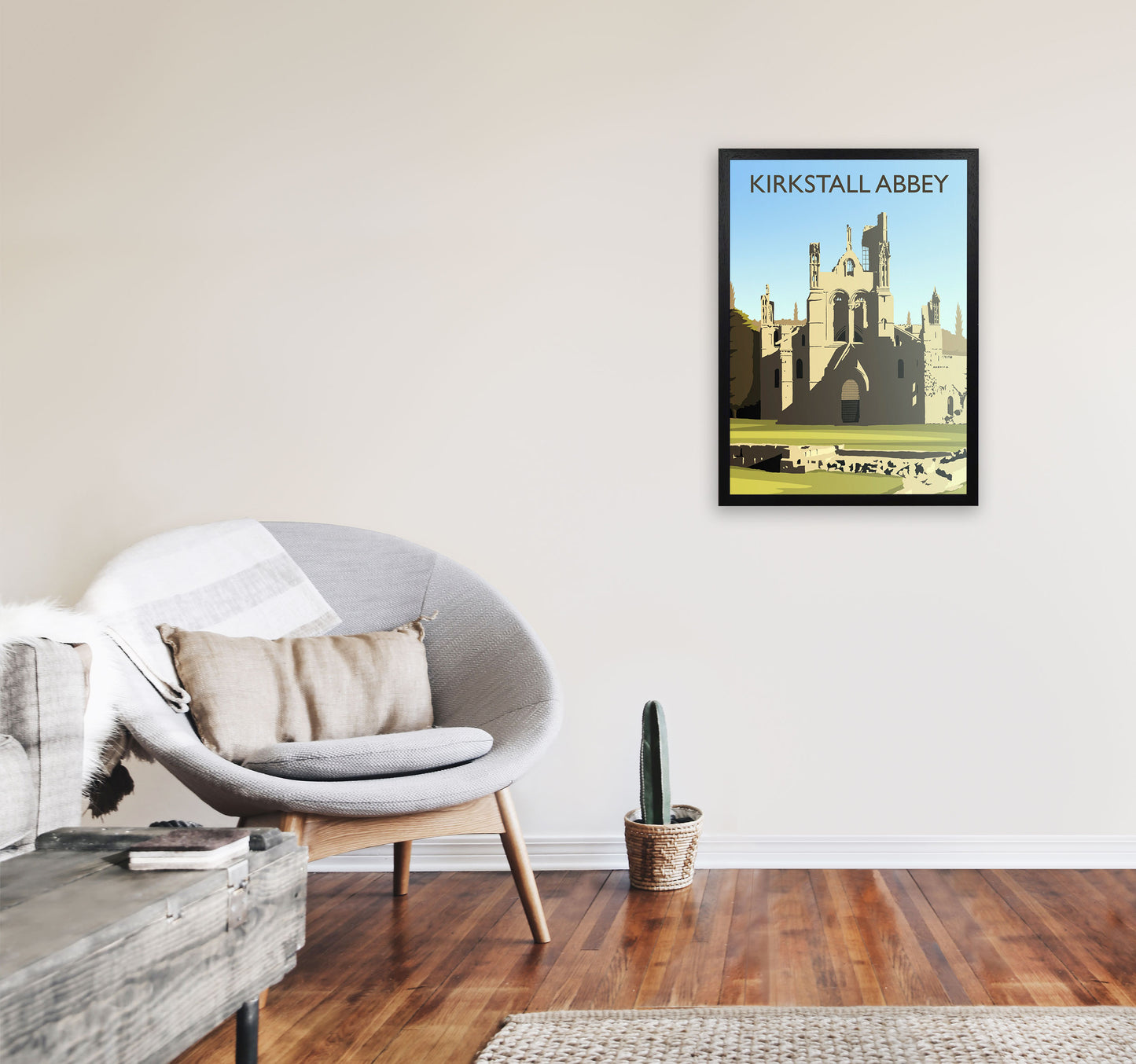 Kirkstall Abbey portrait by Richard O'Neill A2 White Frame