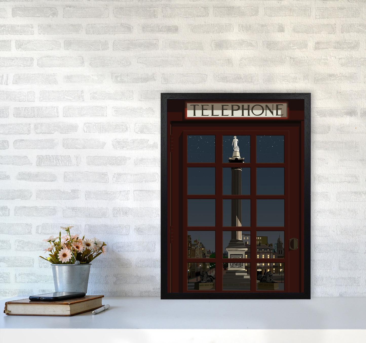 London Telephone Box 12 by Richard O'Neill A2 White Frame