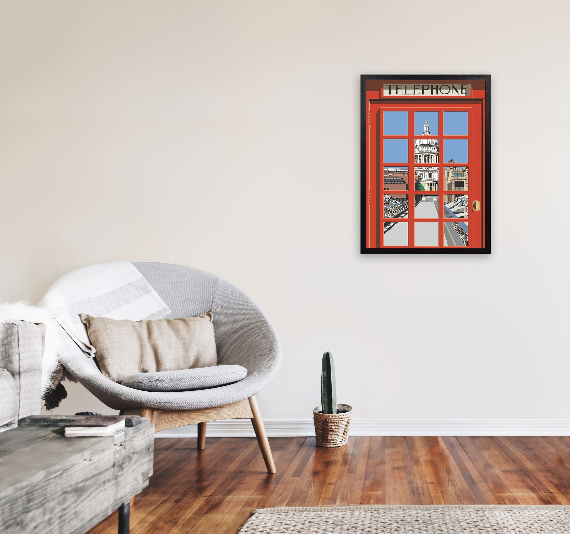 London Telephone Box 3 by Richard O'Neill A2 White Frame