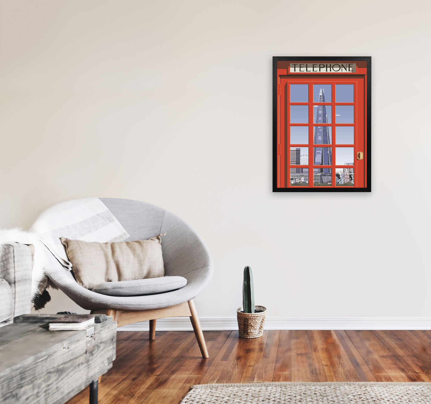 London Telephone Box 4 by Richard O'Neill A2 White Frame