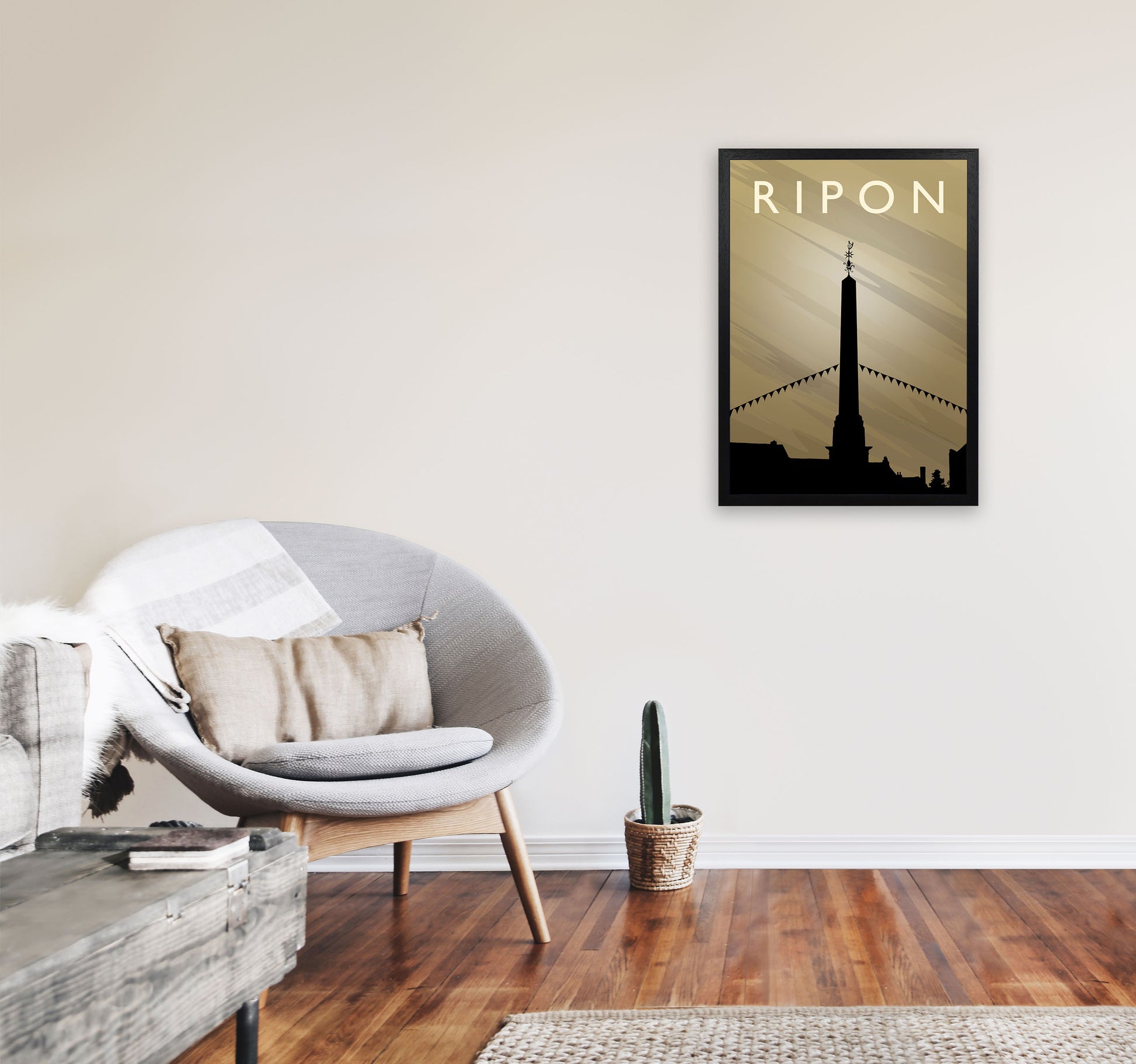 Ripon (Sunset) by Richard O'Neill A2 White Frame