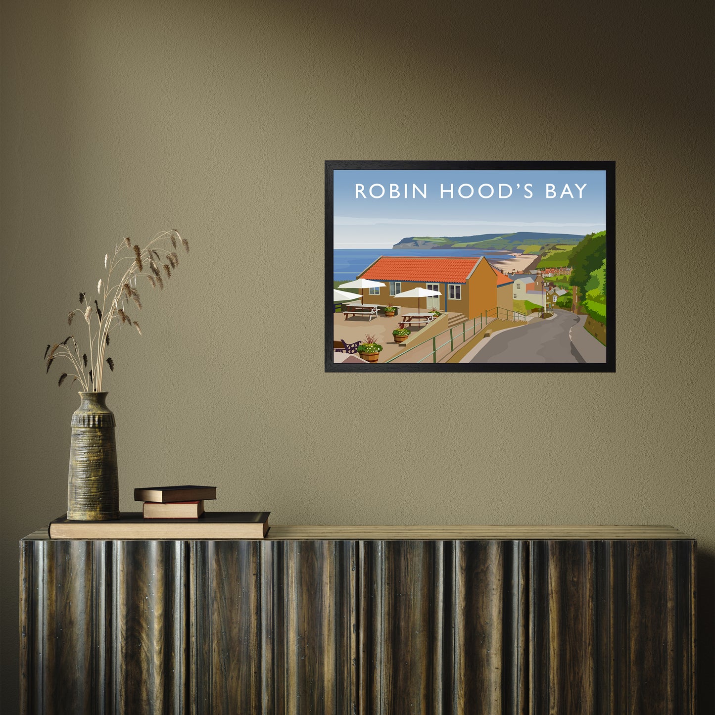 Robin Hood's Bay 3 by Richard O'Neill A2 Black Frame