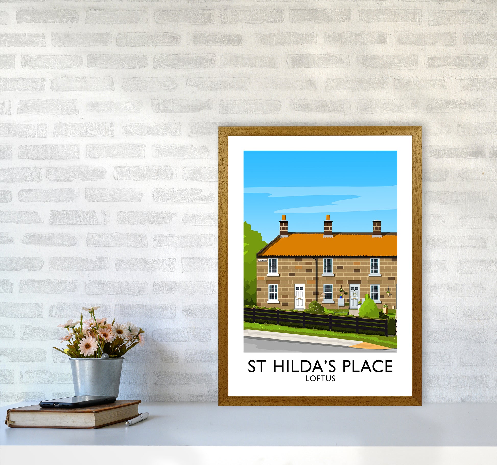 St Hilda's Place Portrait Art Print by Richard O'Neill A2 Print Only