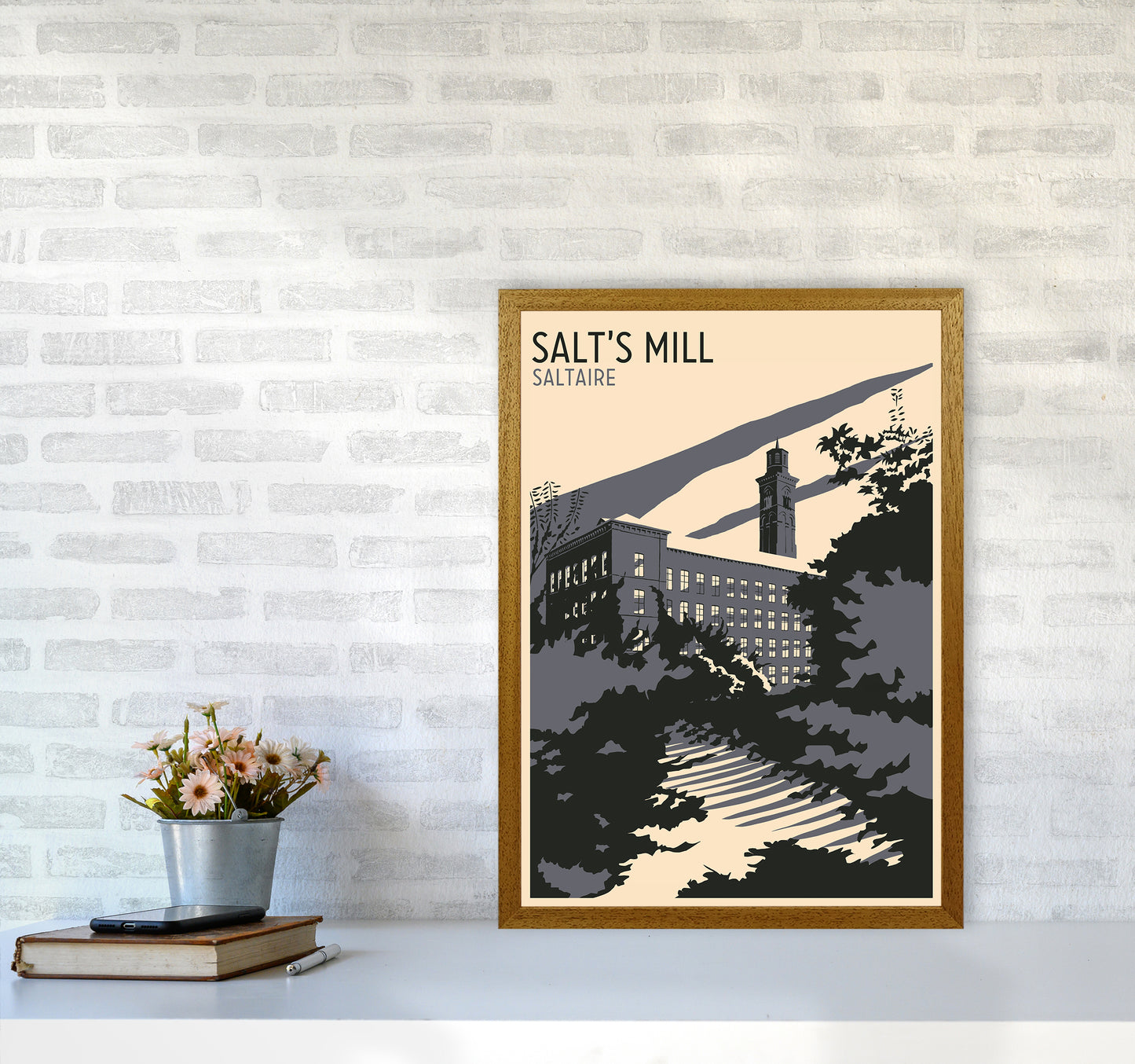 Salt's Mill, Saltaire Travel Art Print by Richard O'Neill A2 Print Only