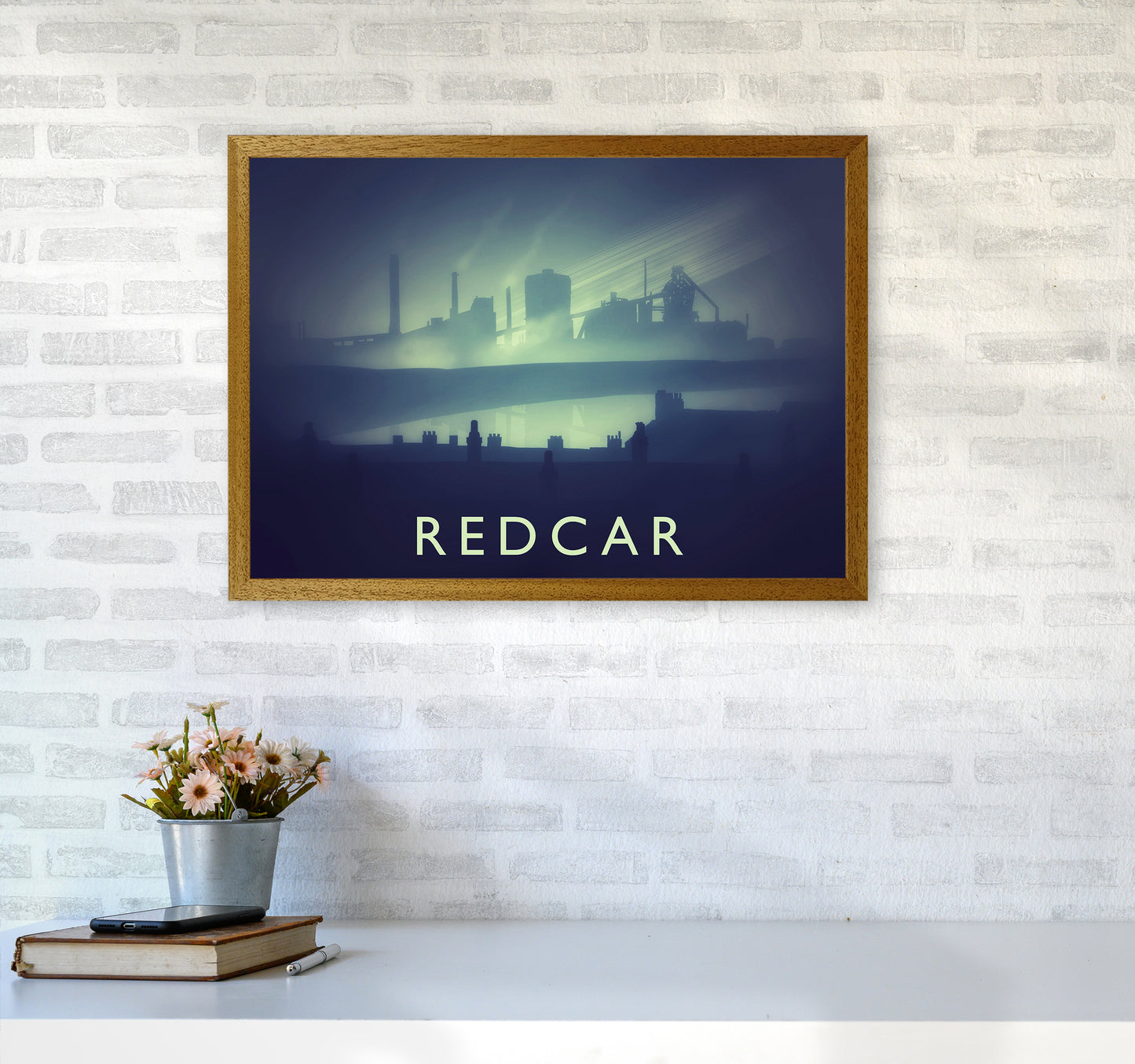 Redcar (night) Travel Art Print by Richard O'Neill A2 Print Only