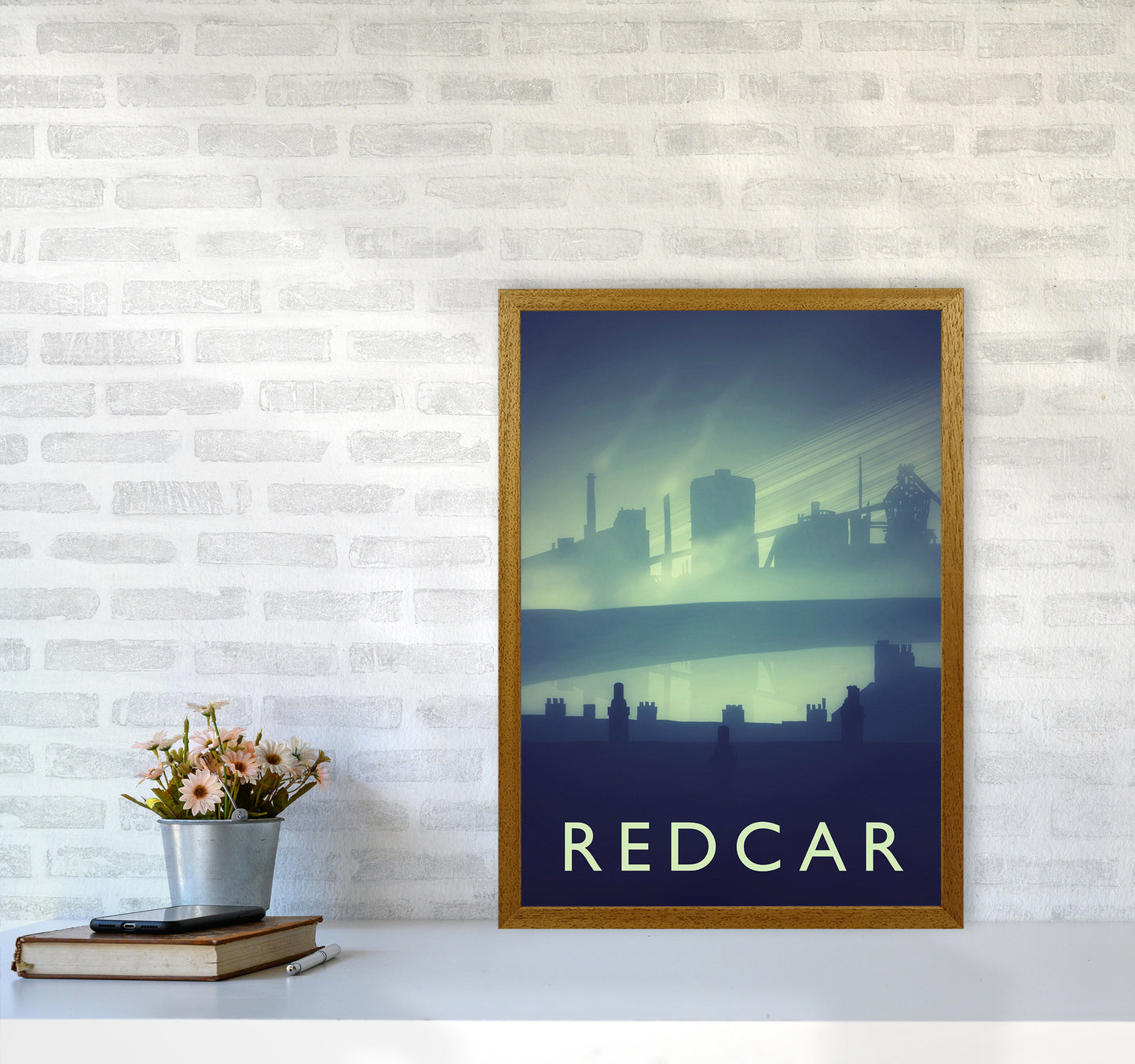 Redcar (night) portrait Travel Art Print by Richard O'Neill A2 Print Only