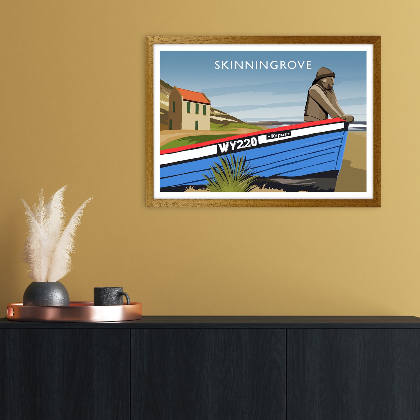 Skinningrove Travel Art Print by Richard O'Neill A2 Print Only